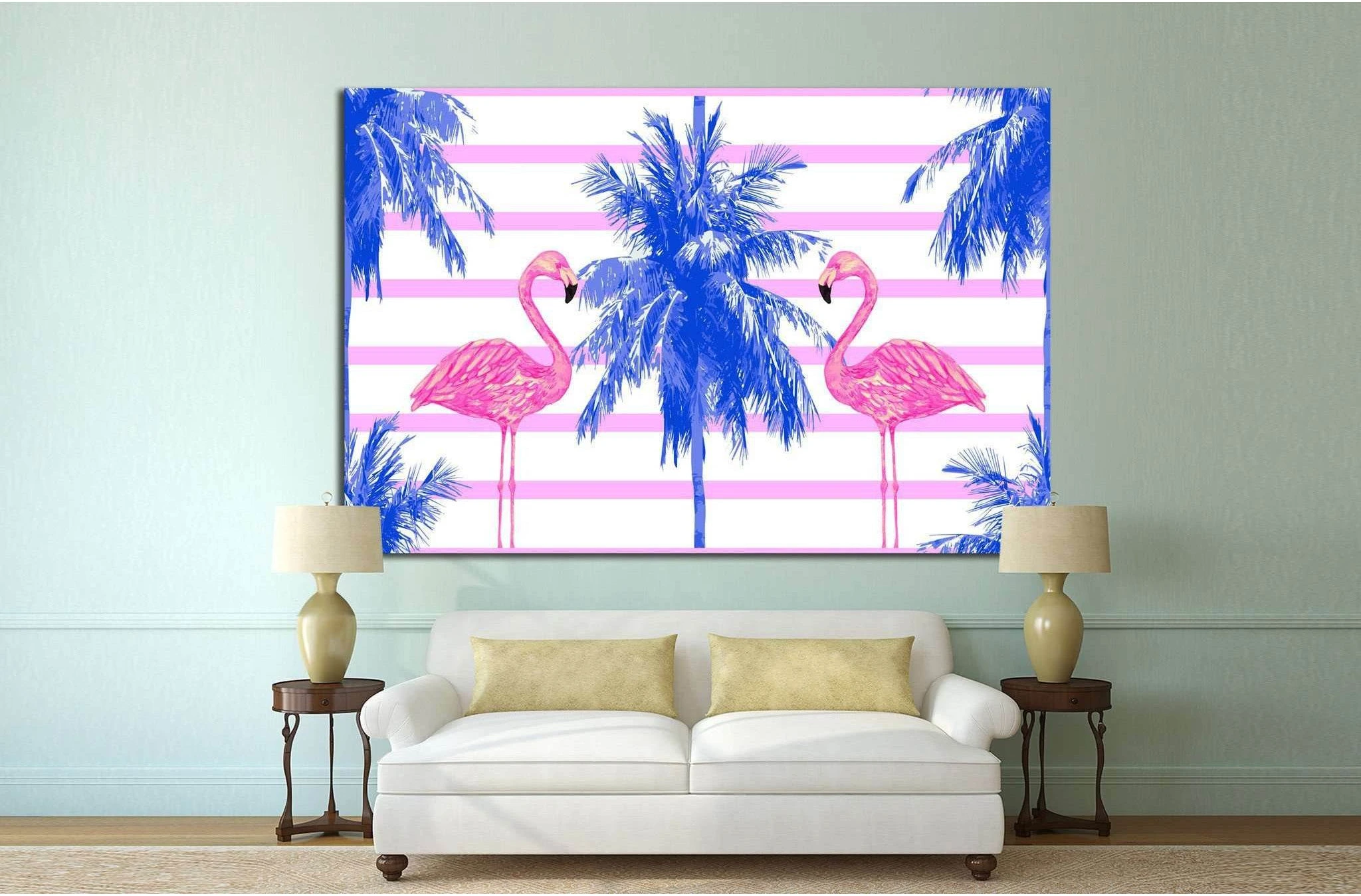 watercolor pink flamingos №708 Ready to Hang Canvas Print - Zellart Canvas Prints ALL_Products, s-708