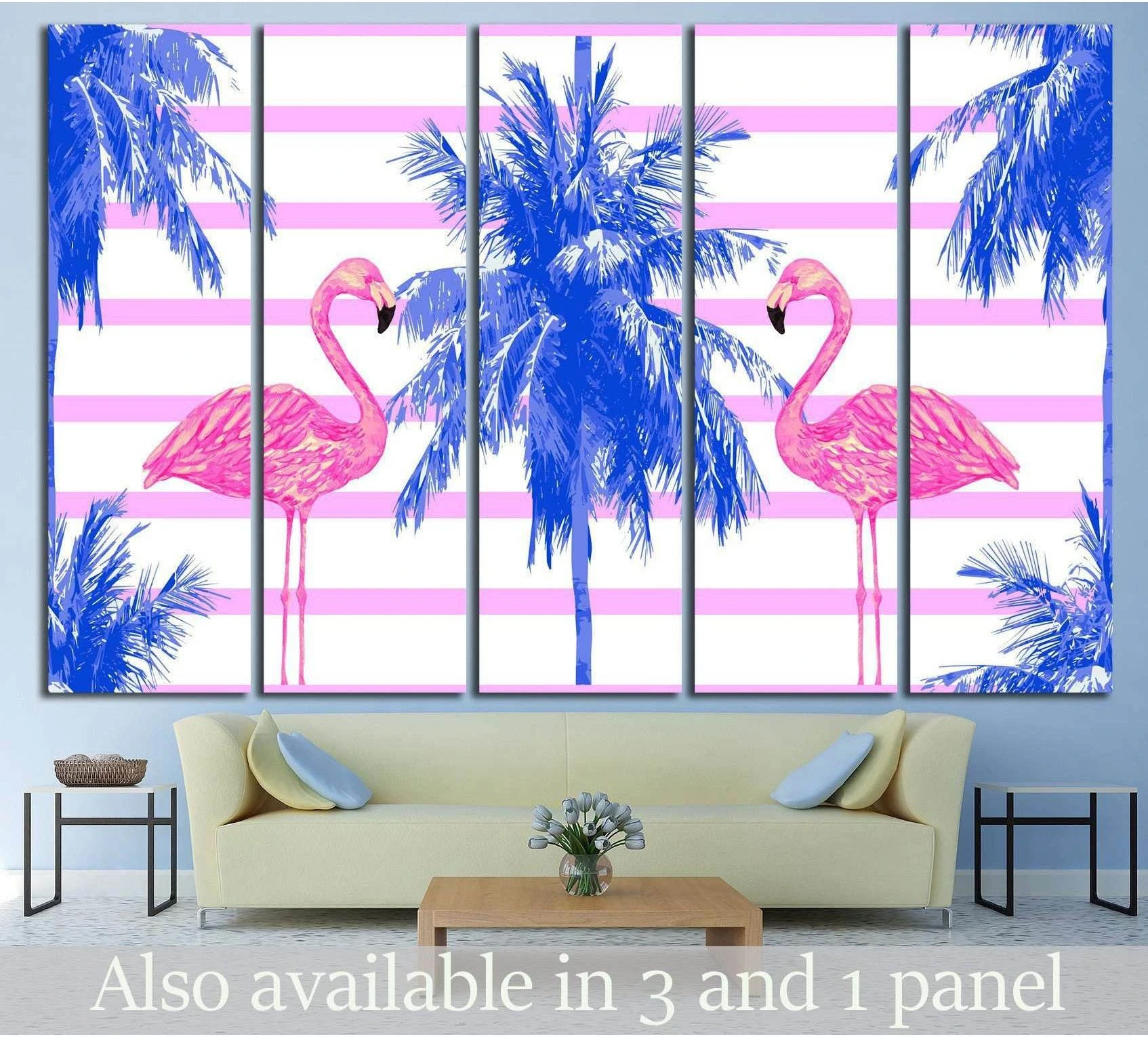 watercolor pink flamingos №708 Ready to Hang Canvas Print - Zellart Canvas Prints ALL_Products, s-708
