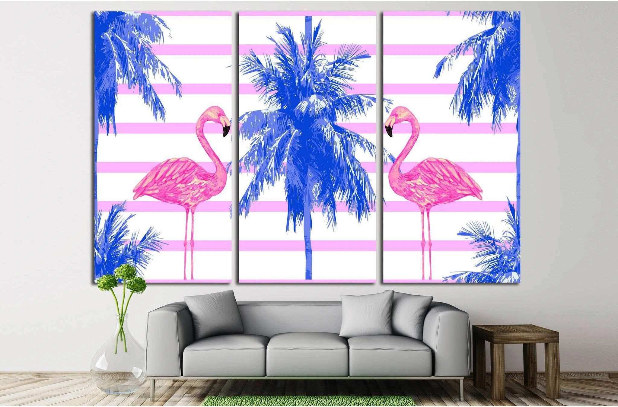 watercolor pink flamingos №708 Ready to Hang Canvas Print - Zellart Canvas Prints ALL_Products, s-708