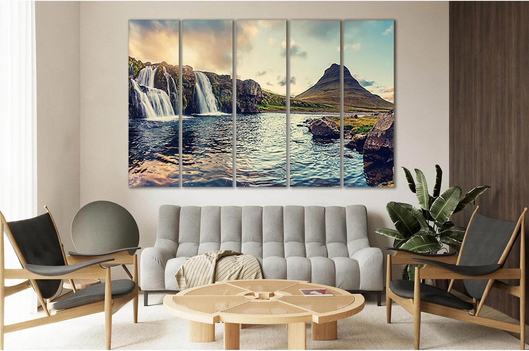 Waterfall And Kirkjufell Mountain №Sl12 Ready to Hang Canvas Print - Zellart Canvas Prints 0new, ALL_Products, Nature & Landscapes Canvas Print, Waterfall