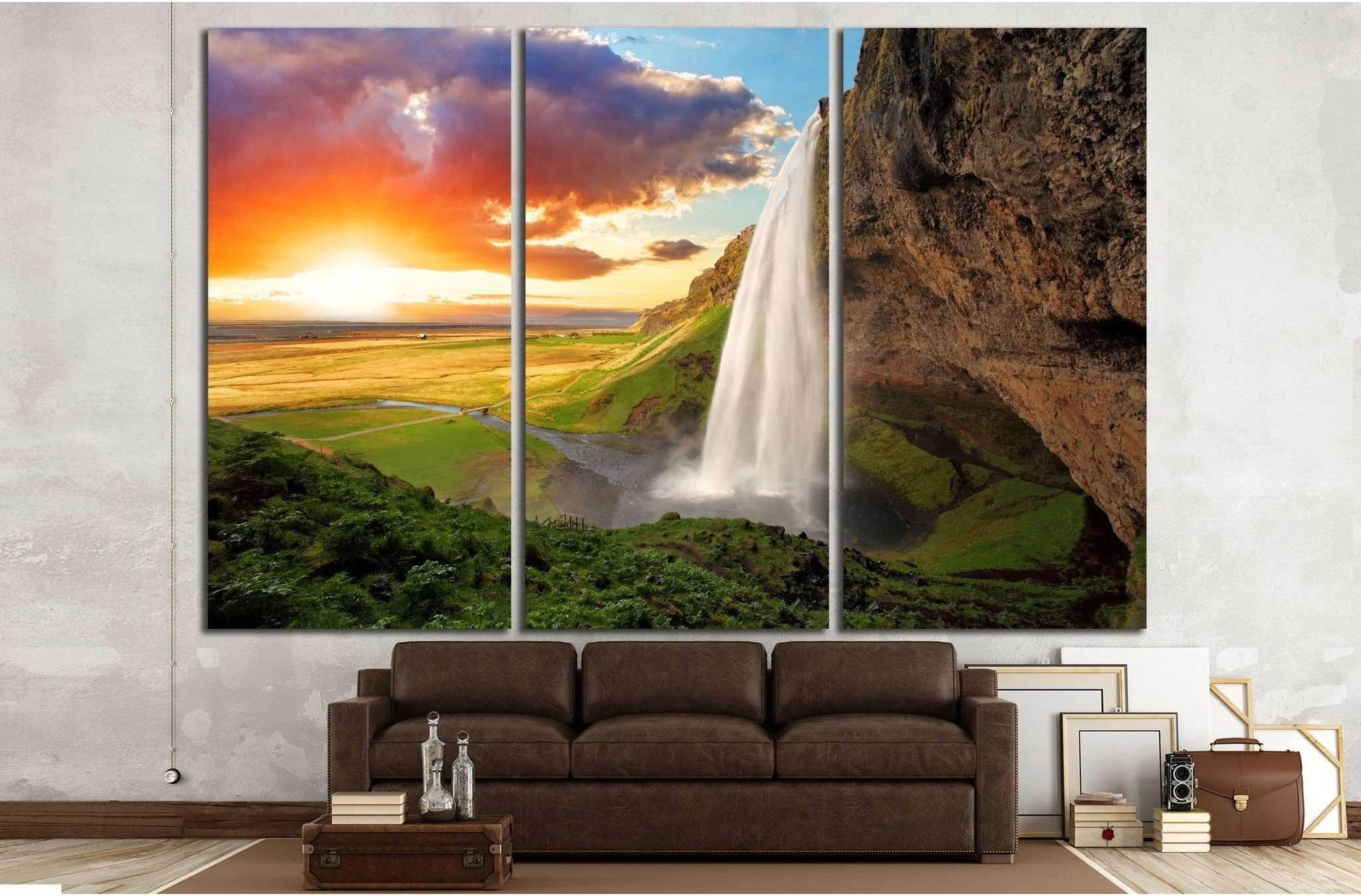 Waterfall, Iceland - Seljalandsfoss №646 Ready to Hang Canvas Print - Zellart Canvas Prints ALL_Products, s-646, Waterfall
