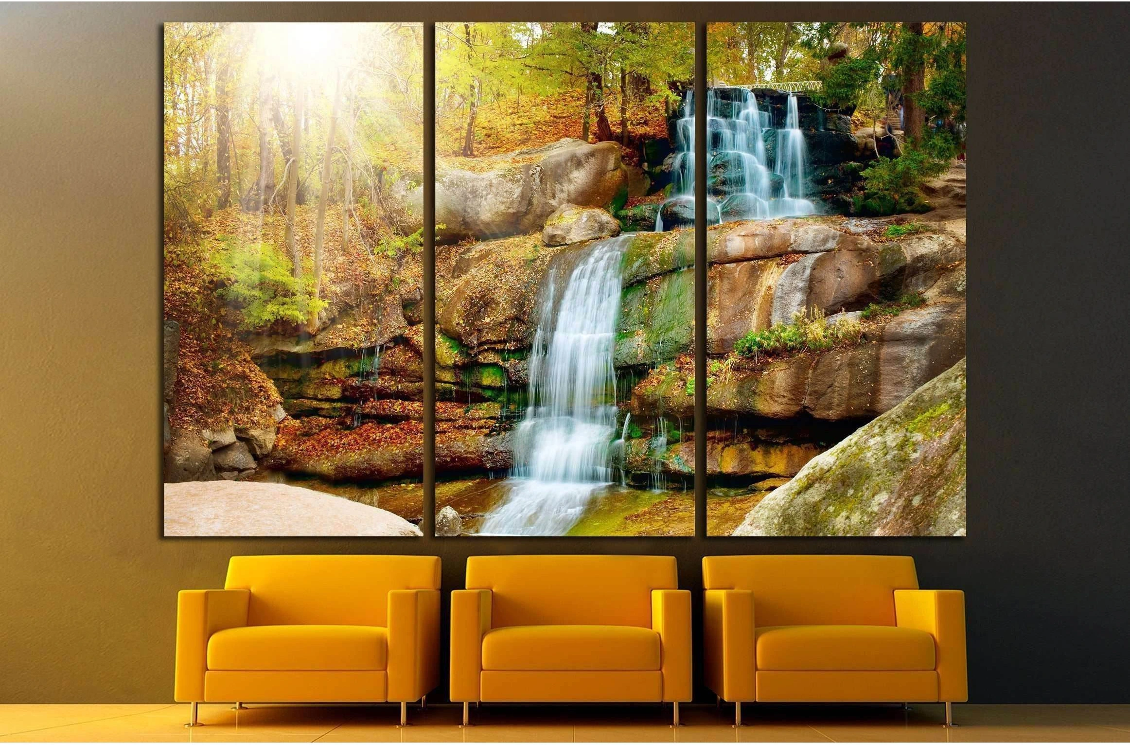 Waterfall in forest №2500 Ready to Hang Canvas Print - Zellart Canvas Prints ALL_Products, s-2500, Waterfall