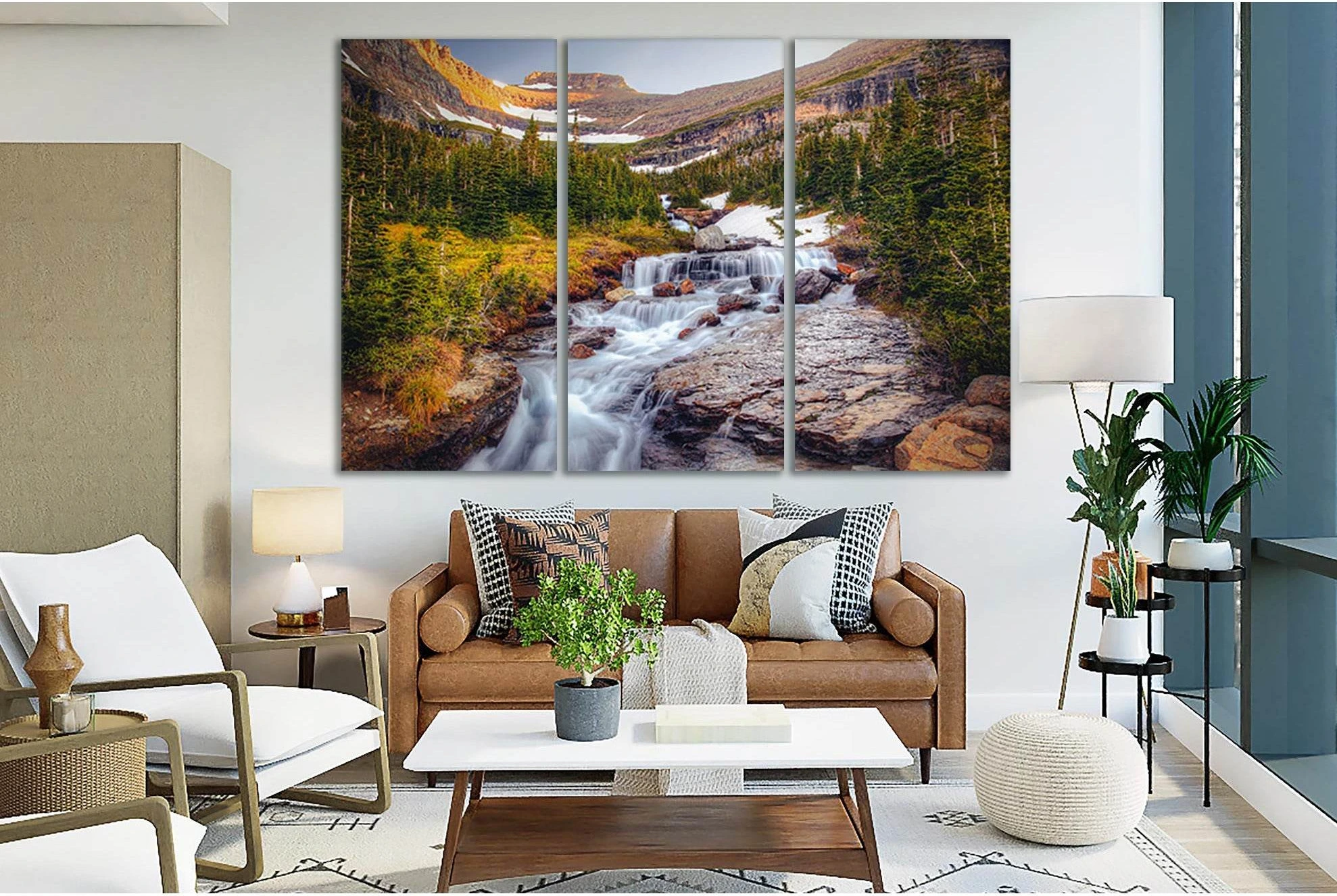 Waterfall Montana Runoff №SL459 Ready to Hang Canvas Print - Zellart Canvas Prints 0new, ALL_Products, Waterfall, Waterfall Wall Art