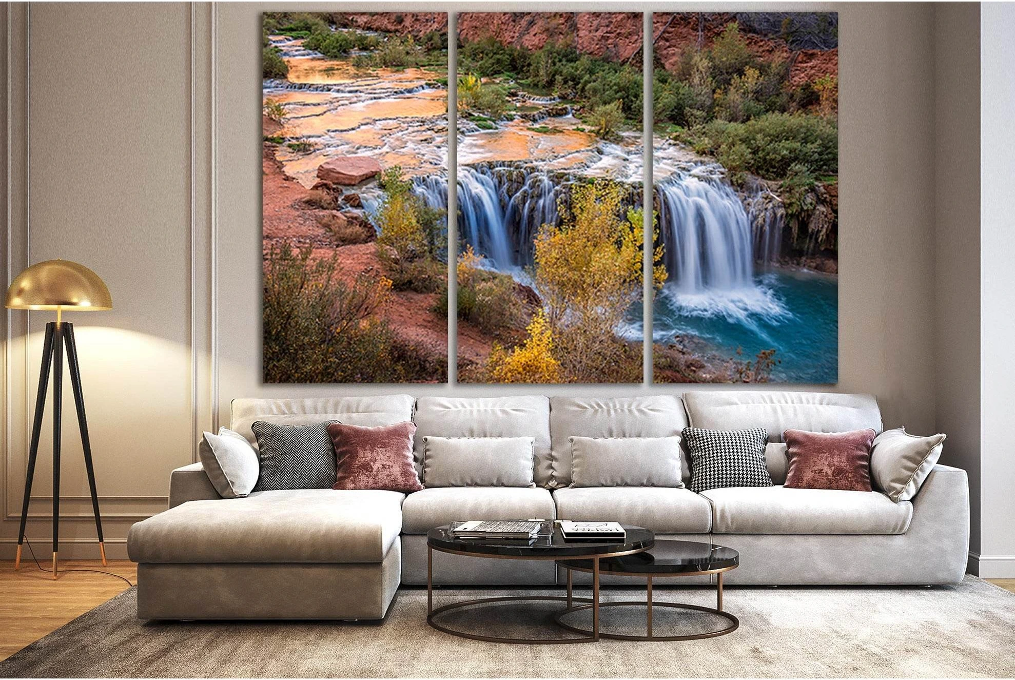 Waterfalls Grand Canyon Arizona №SL468 Ready to Hang Canvas Print - Zellart Canvas Prints 0new, ALL_Products, Waterfall, Waterfall Wall Art