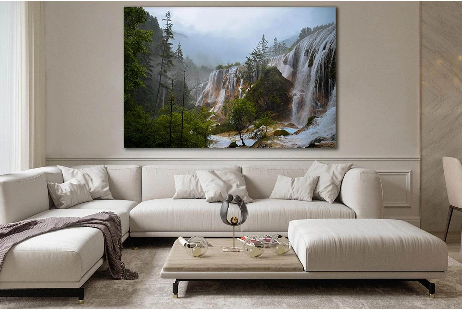 Waterfalls In Forest №SL457 Ready to Hang Canvas Print - Zellart Canvas Prints 0new, ALL_Products, Waterfall, Waterfall Wall Art