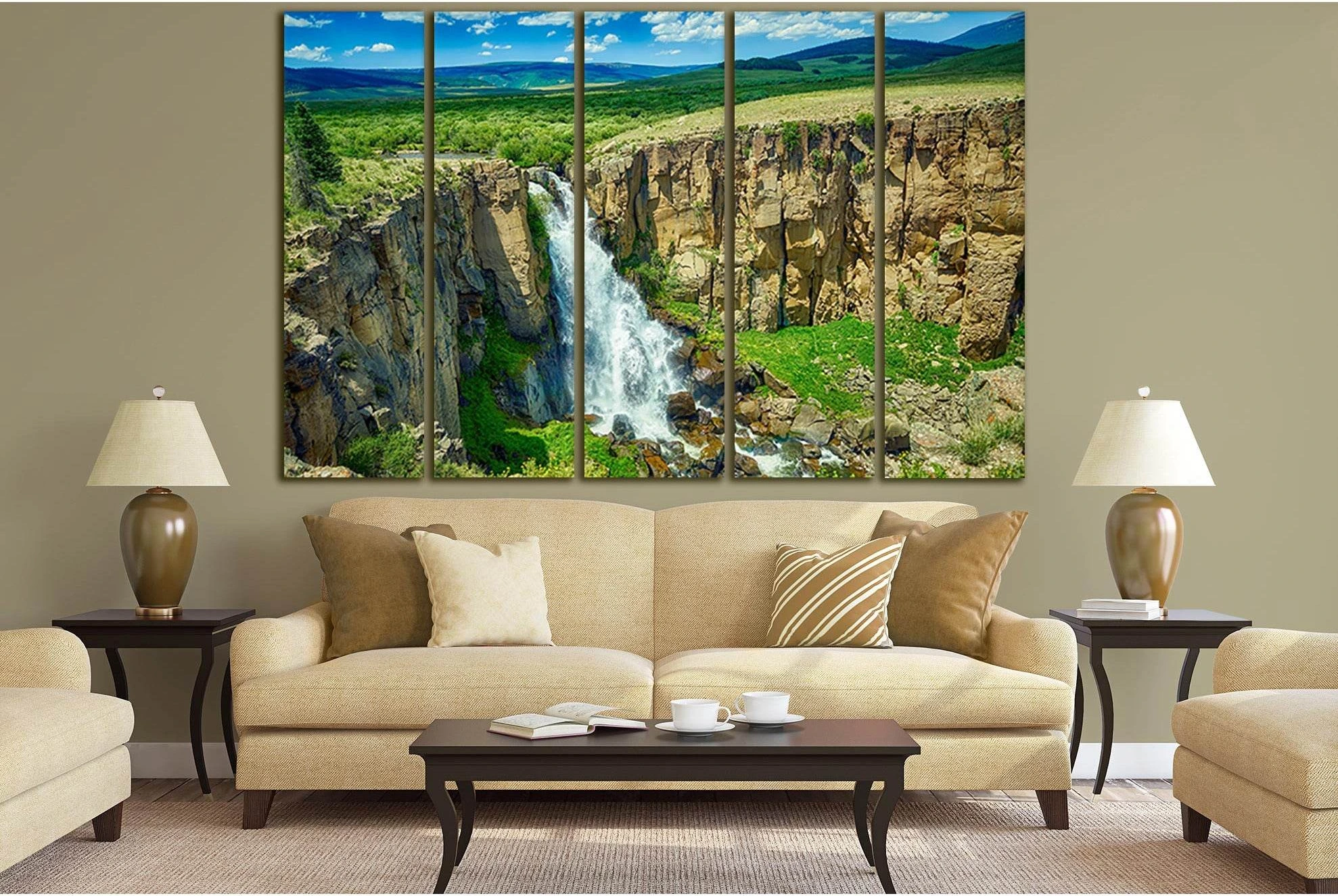 Waterfalls Landscape Colorado №SL489 Ready to Hang Canvas Print - Zellart Canvas Prints 0new, ALL_Products, Waterfall, Waterfall Wall Art