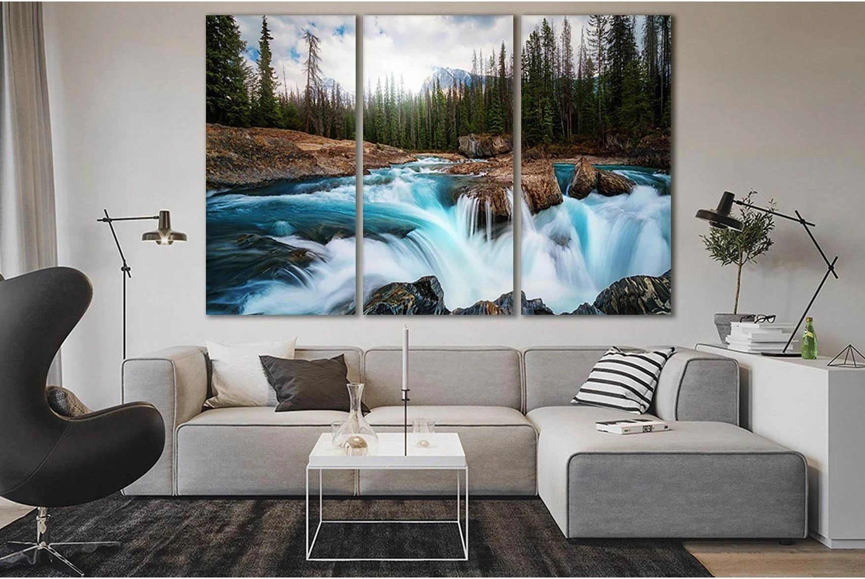 Waterfalls Rivers Landscape Canada №SL492 Ready to Hang Canvas Print - Zellart Canvas Prints 0new, ALL_Products, Waterfall, Waterfall Wall Art