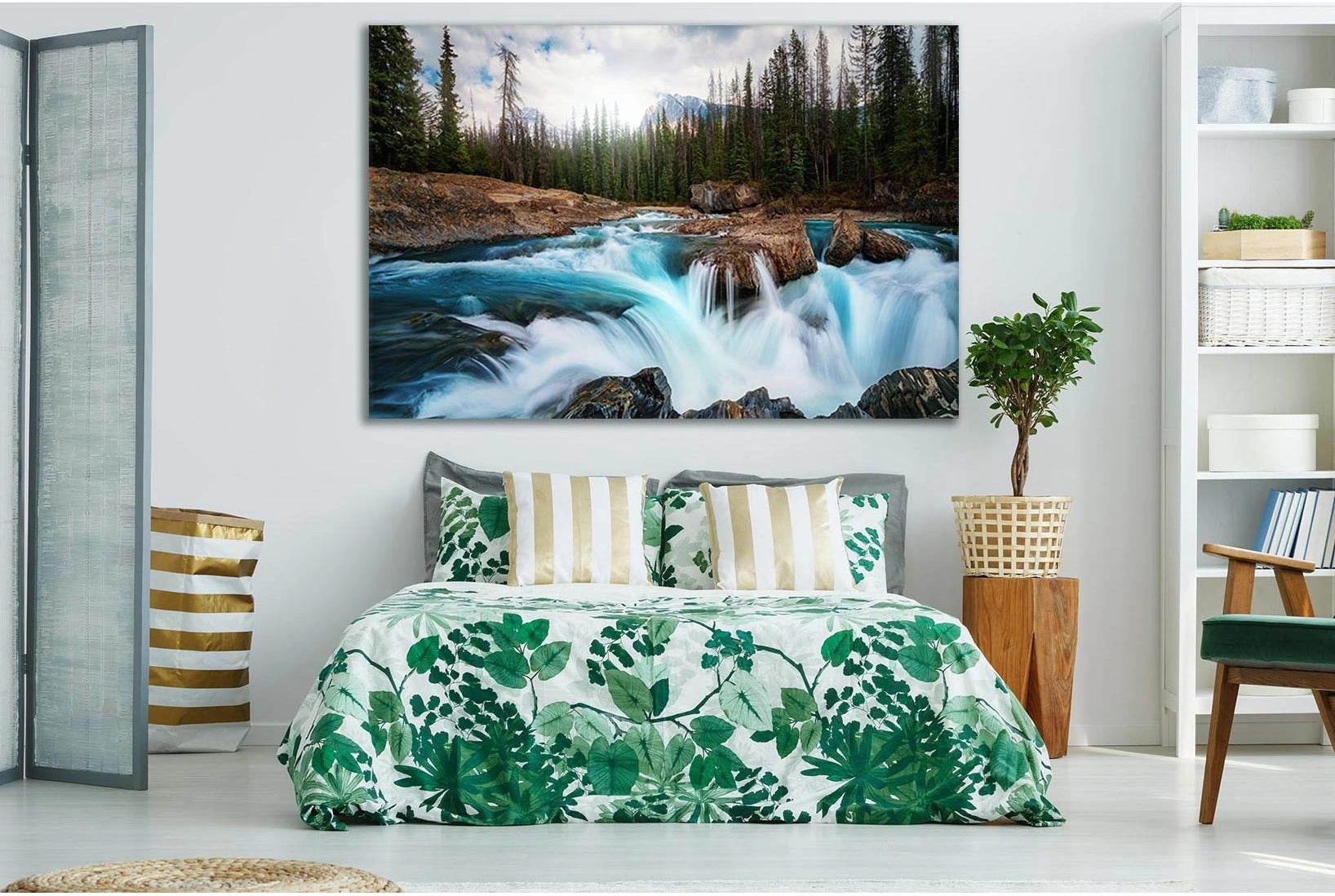 Waterfalls Rivers Landscape Canada №SL492 Ready to Hang Canvas Print - Zellart Canvas Prints 0new, ALL_Products, Waterfall, Waterfall Wall Art