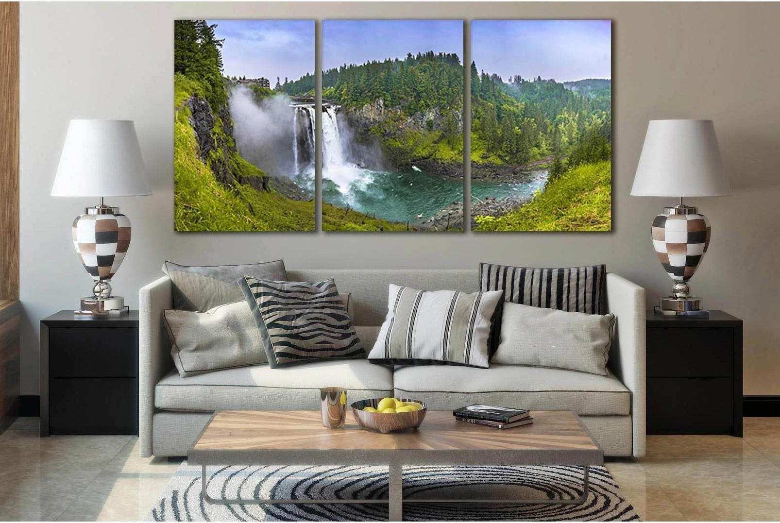Waterfalls Seattle №SL451 Ready to Hang Canvas Print - Zellart Canvas Prints 0new, ALL_Products, Waterfall, Waterfall Wall Art