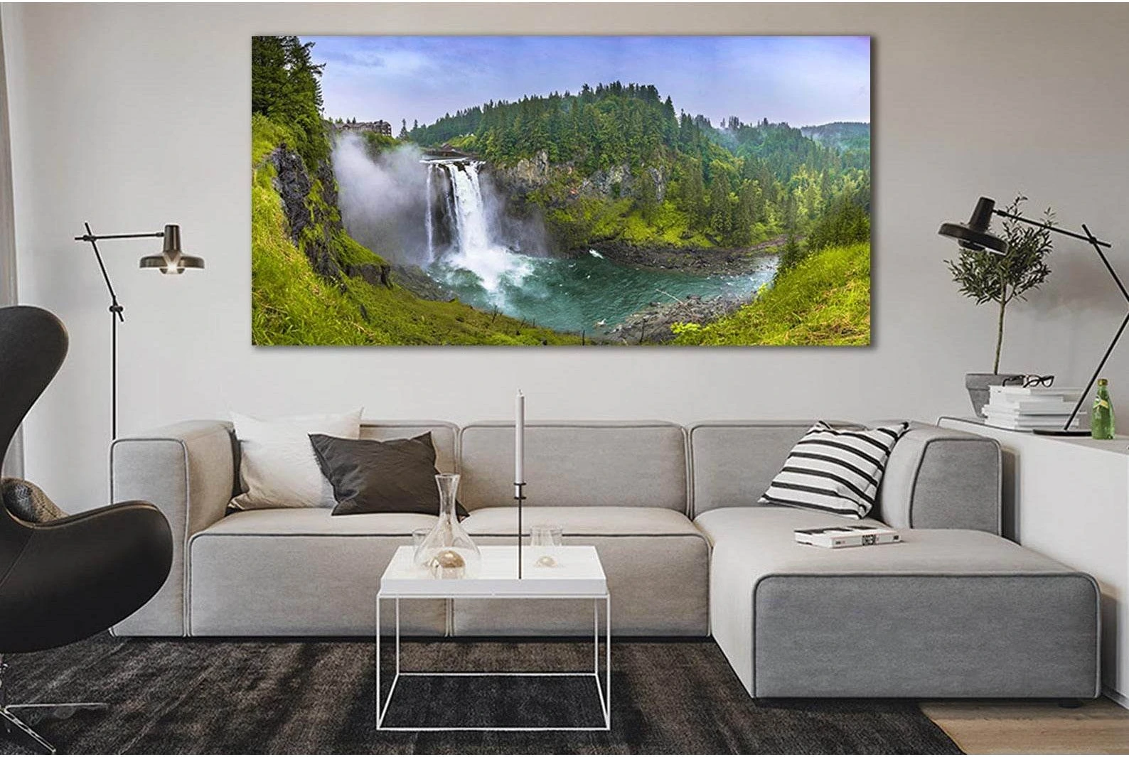 Waterfalls Seattle №SL451 Ready to Hang Canvas Print - Zellart Canvas Prints 0new, ALL_Products, Waterfall, Waterfall Wall Art