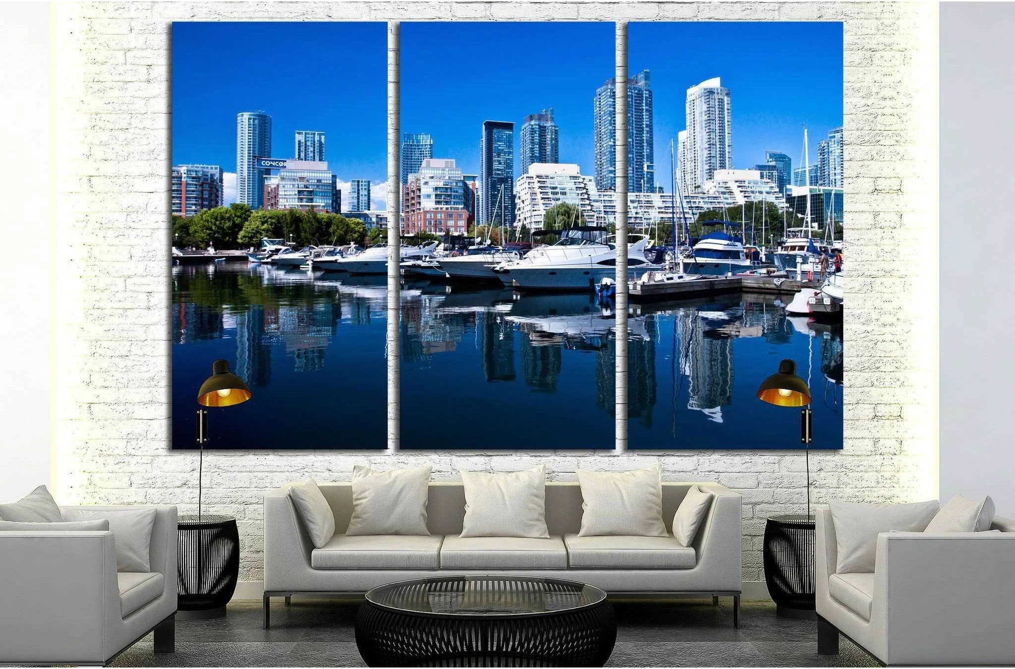 Waterfront at Toronto with high rise building as background №2029 Ready to Hang Canvas Print - Zellart Canvas Prints ALL_Products, s-2029