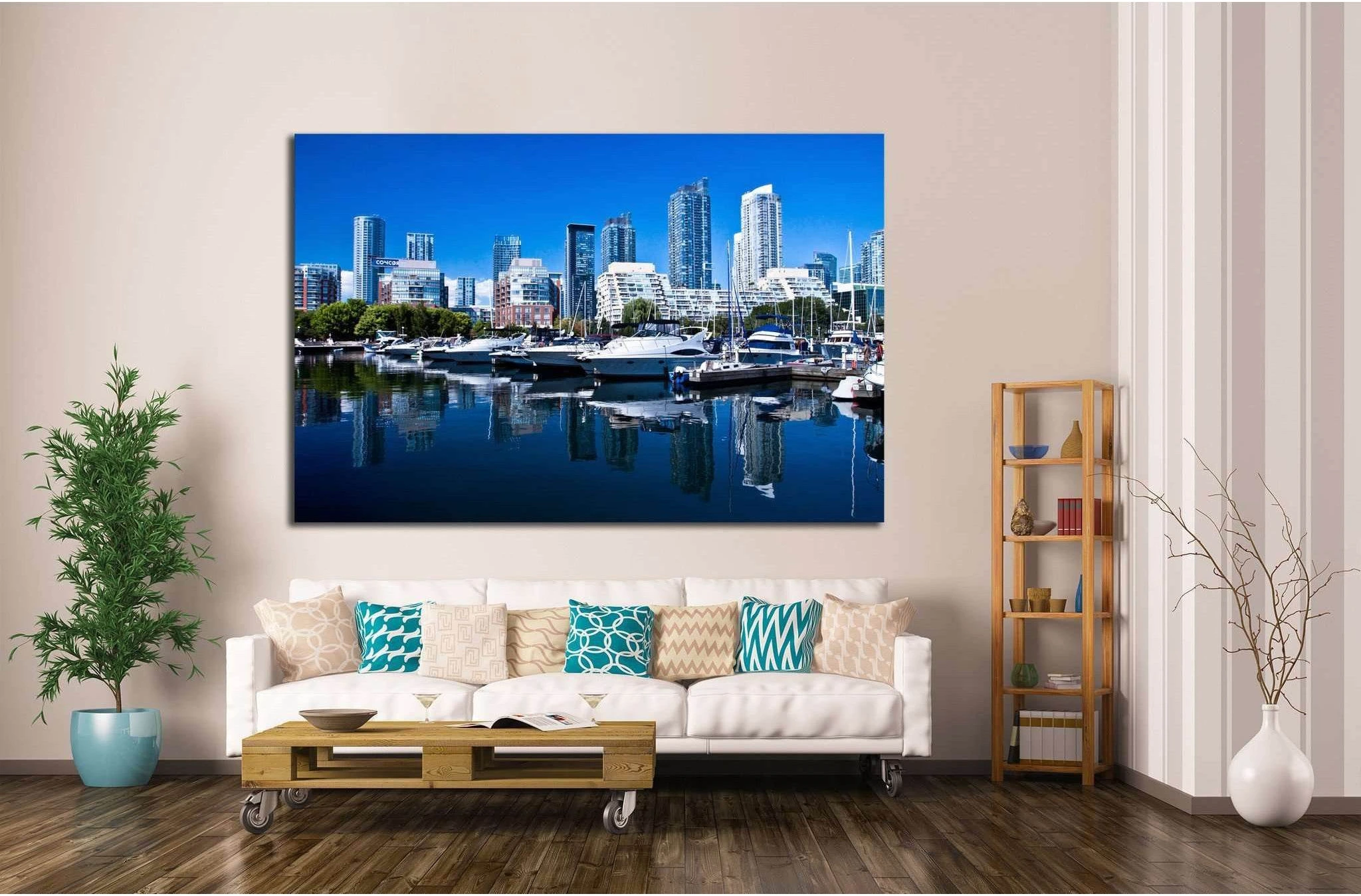 Waterfront at Toronto with high rise building as background №2029 Ready to Hang Canvas Print - Zellart Canvas Prints ALL_Products, s-2029
