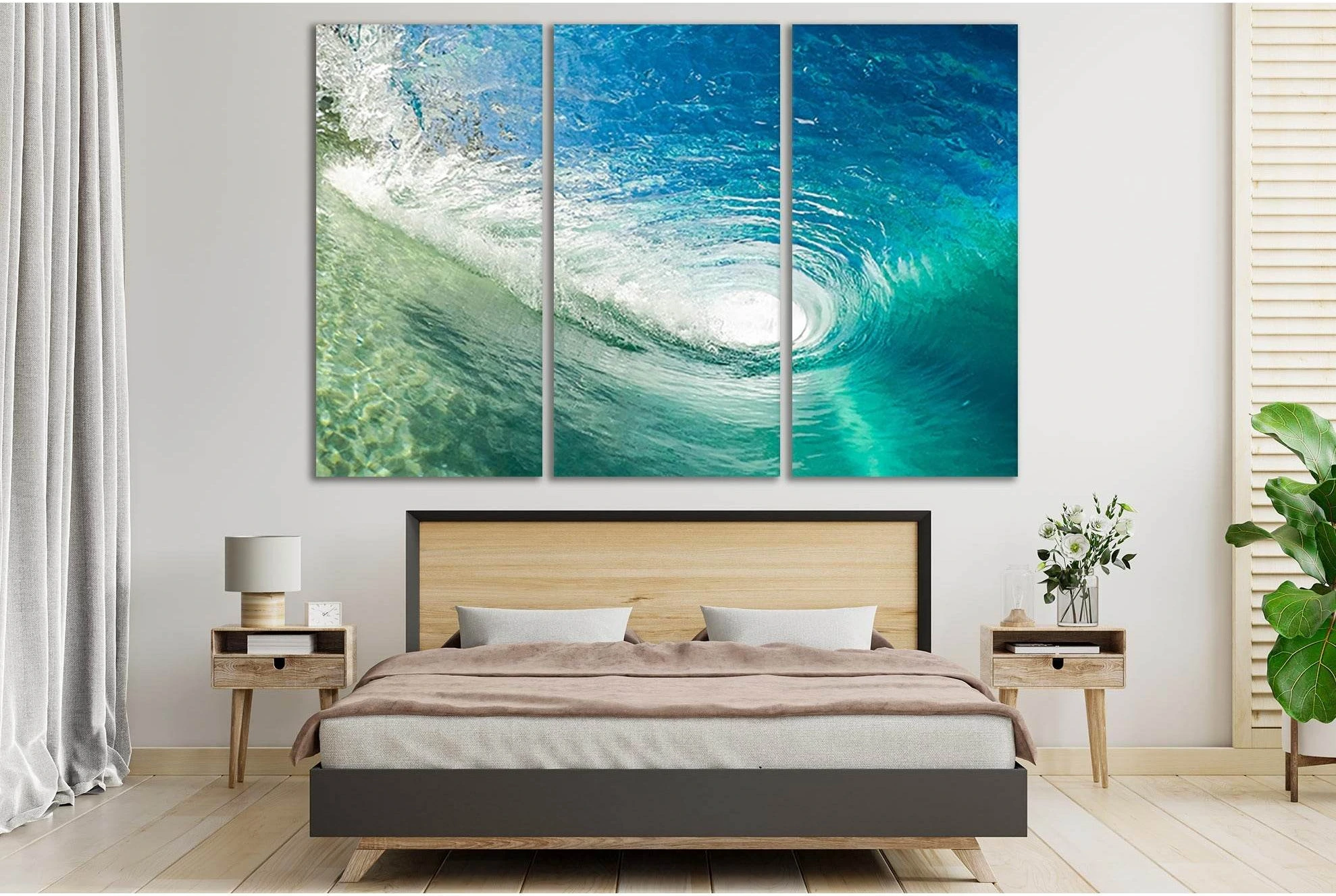 Wave Pitching And Creating A Tube №SL188 Ready to Hang Canvas Print - Zellart Canvas Prints 0new, ALL_Products, Beach Ocean & Waves