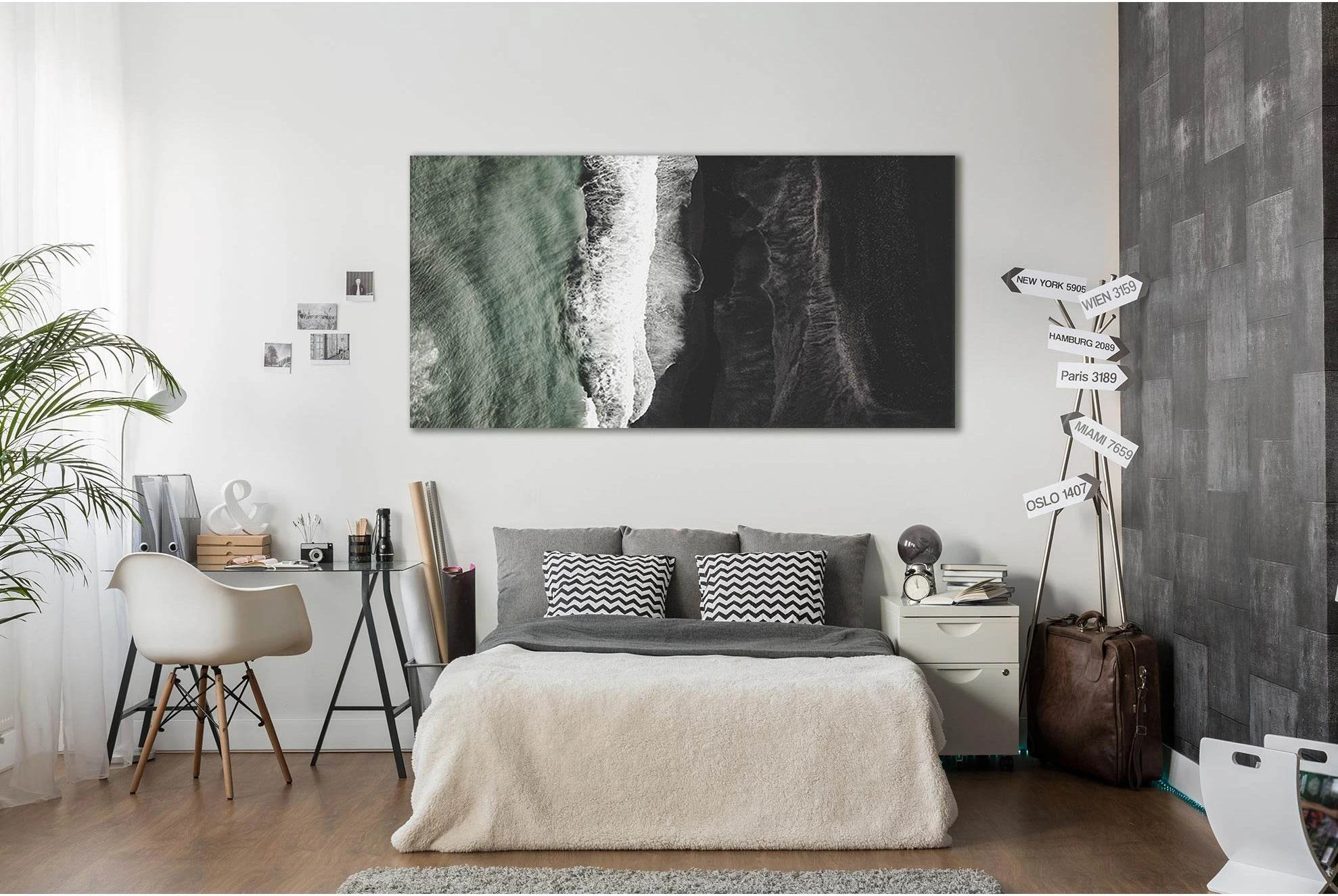 Waves Black Sand Beach №SL64 Ready to Hang Canvas Print - Zellart Canvas Prints 0new, ALL_Products, Beach Ocean & Waves