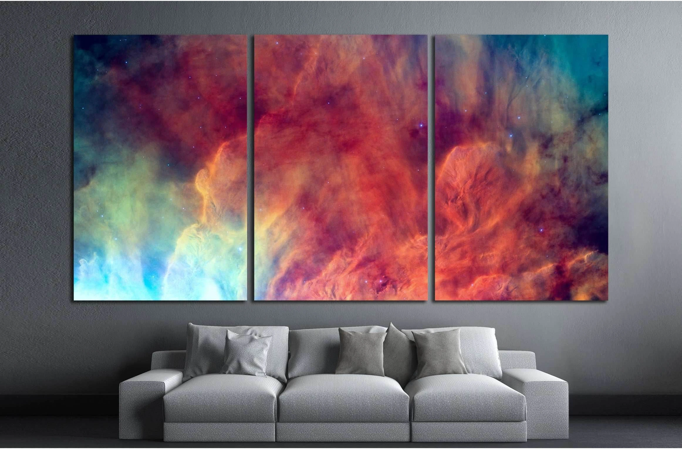 Waves breaking in the stellar Lagoon Nebula or emission nebula Messier №2558 Ready to Hang Canvas Print - Zellart Canvas Prints ALL_Products, s-2558