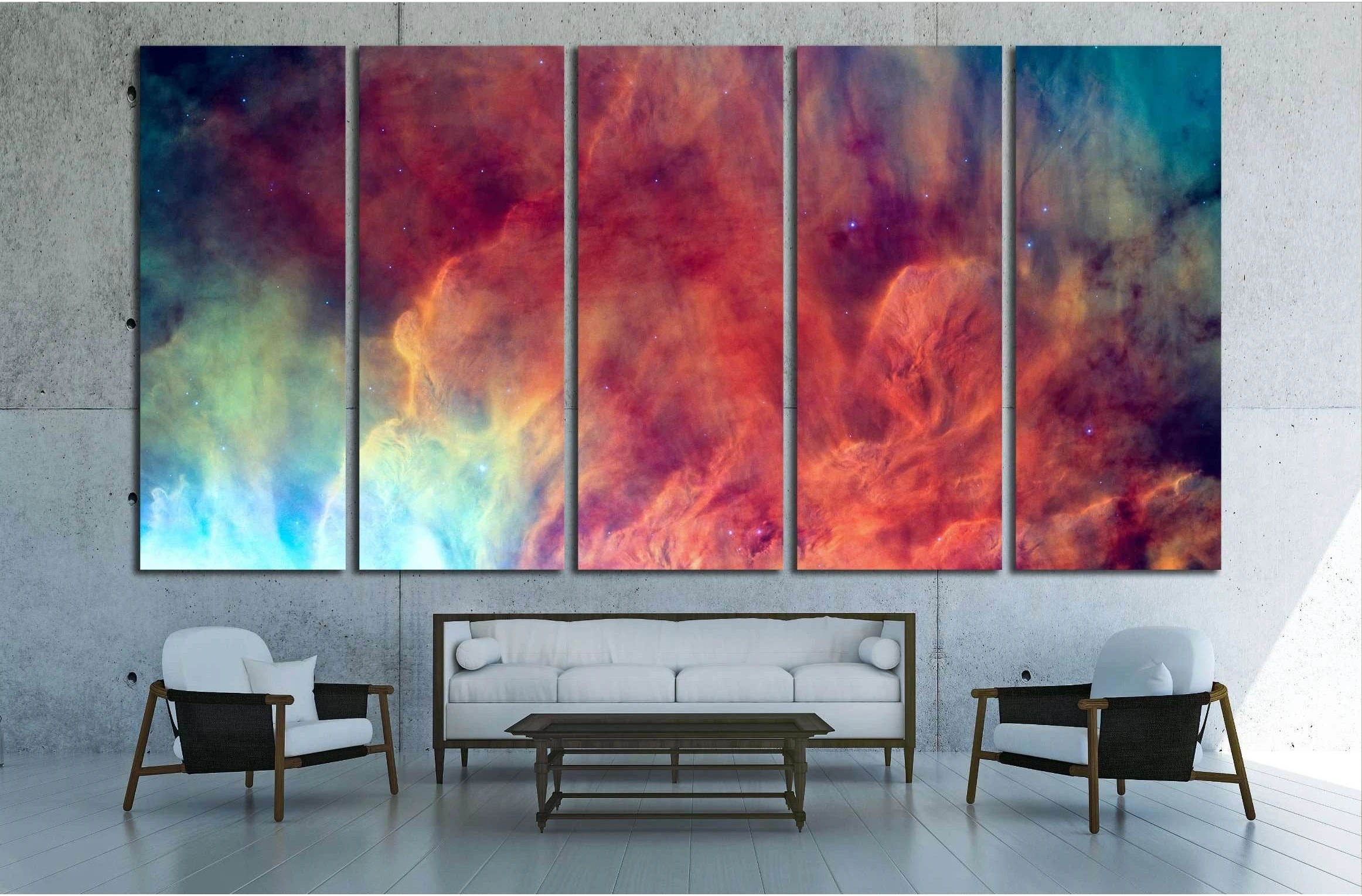 Waves breaking in the stellar Lagoon Nebula or emission nebula Messier №2558 Ready to Hang Canvas Print - Zellart Canvas Prints ALL_Products, s-2558