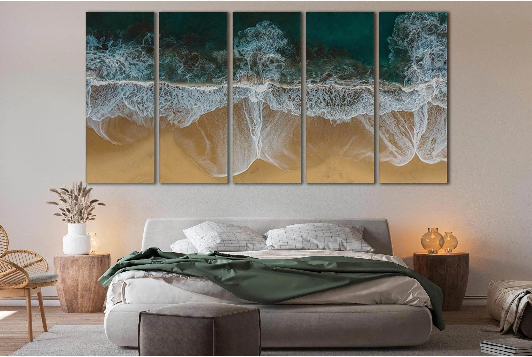 Waves Splashing On Sand Beach №SL121 Ready to Hang Canvas Print - Zellart Canvas Prints 0new, ALL_Products, Beach Ocean & Waves