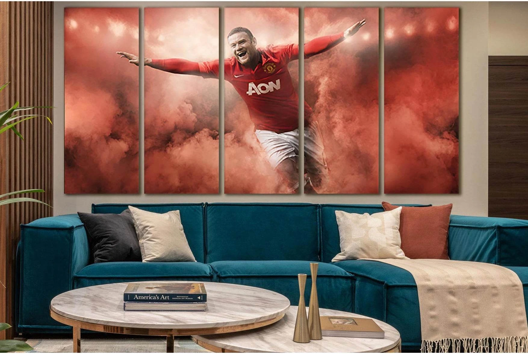 Wayne Rooney Footballer In Red Smoke №SL932 Ready to Hang Canvas Print - Zellart Canvas Prints 0new, ALL_Products, Sports & Motivation