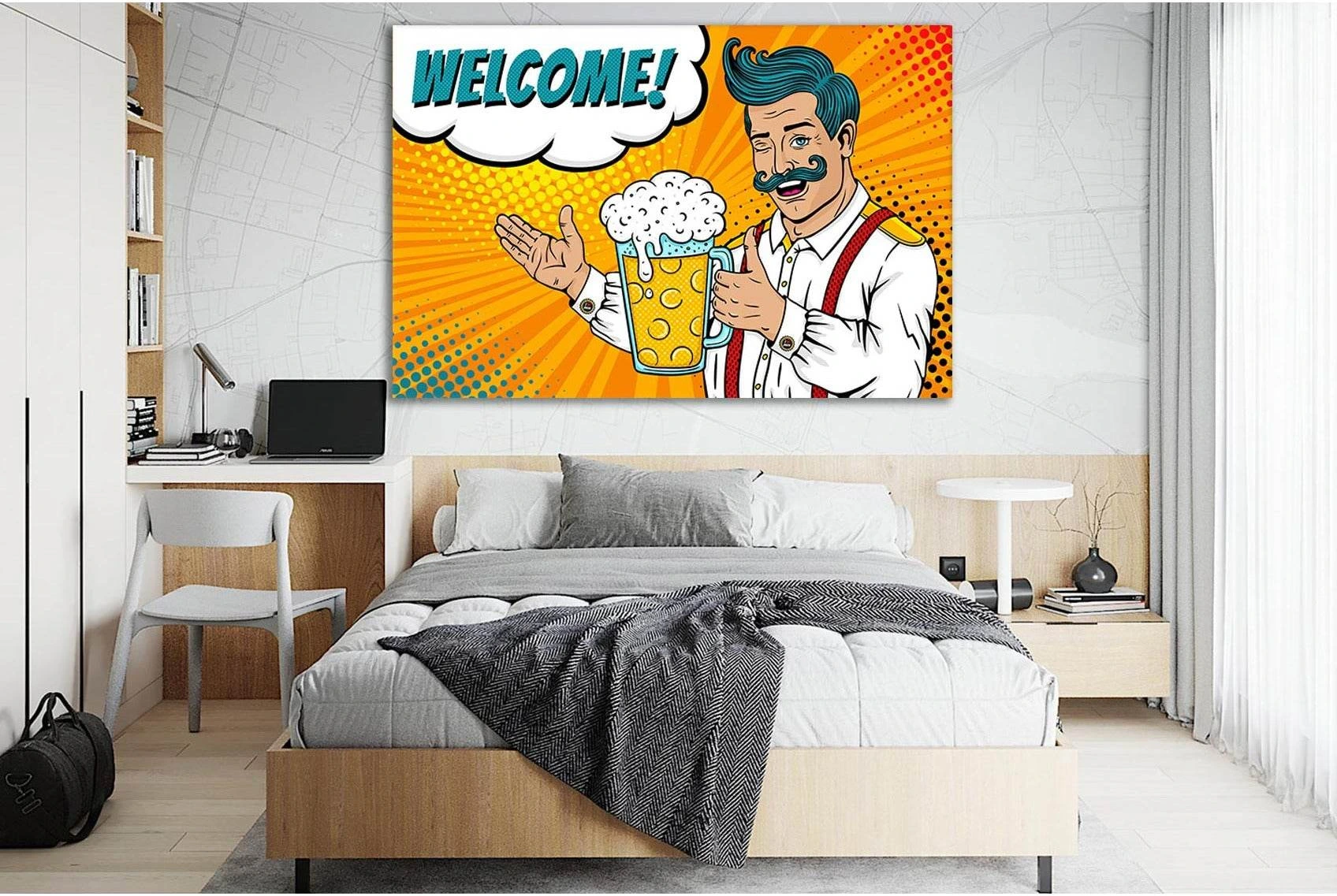 Welcome Pop Art №SL527 Ready to Hang Canvas Print - Zellart Canvas Prints 0new, ALL_Products, Pop ART