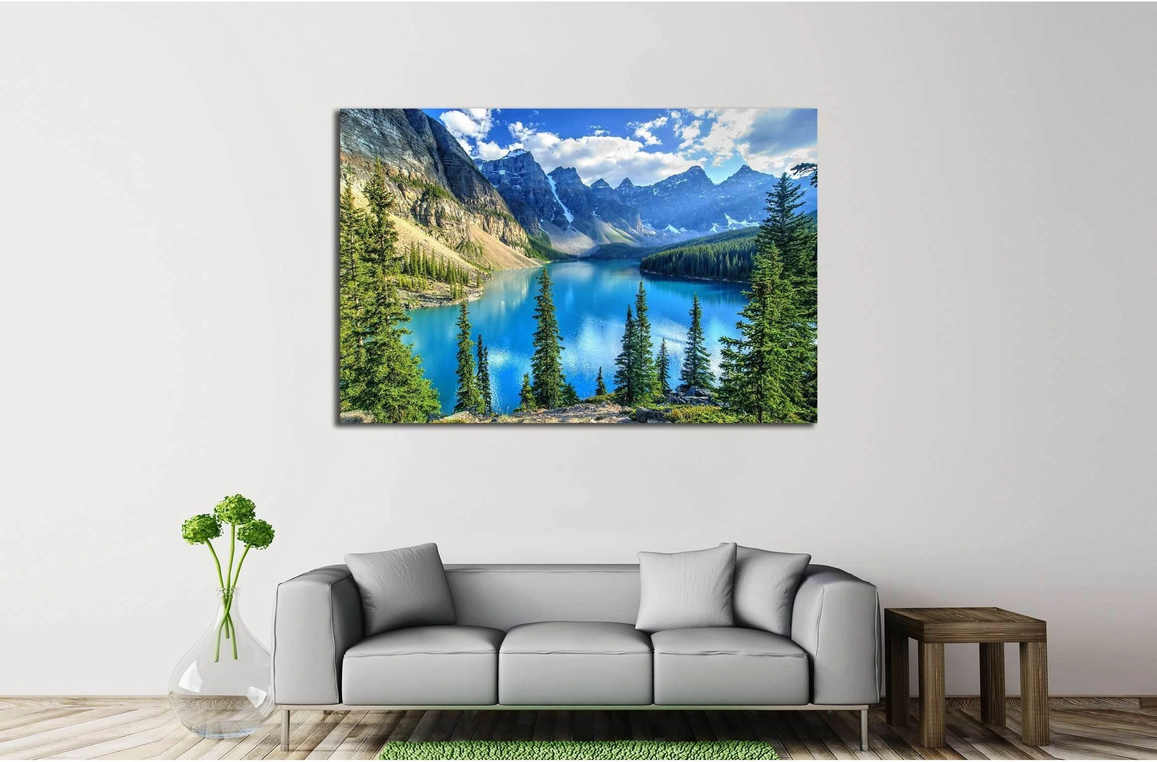 Wenkchemna Peaks Reflection on Moraine Lake, Banff, Rocly Mountain, Canada №3073 Ready to Hang Canvas Print - Zellart Canvas Prints ALL_Products, s-3073