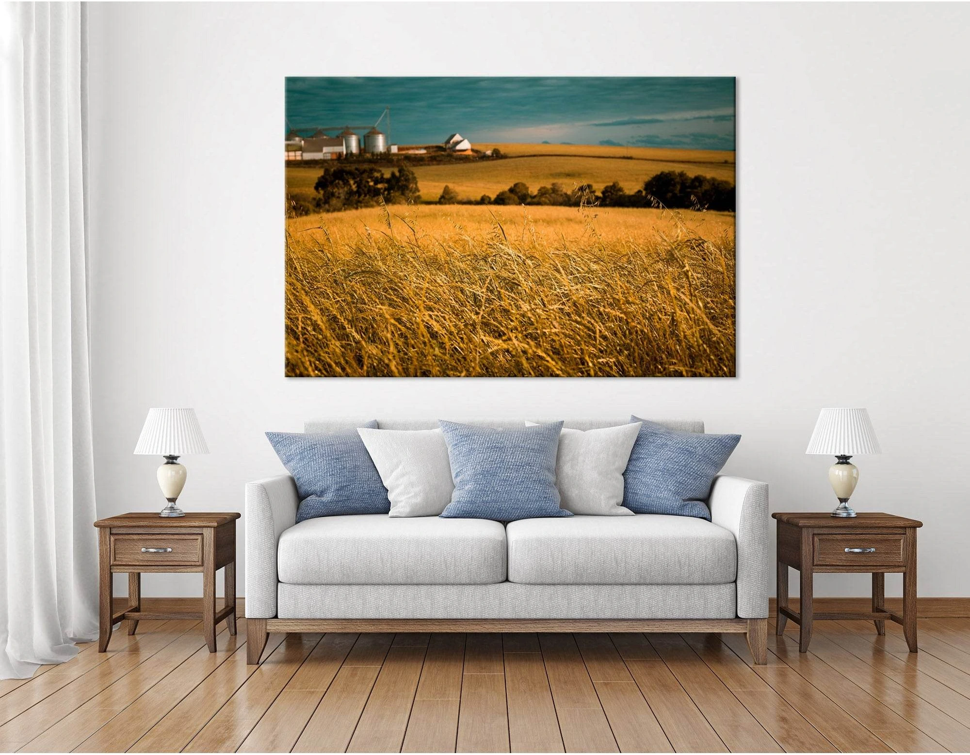 Wheat Field In Overcast Weather №04245 Ready to Hang Canvas Print - Zellart Canvas Prints ALL_Products