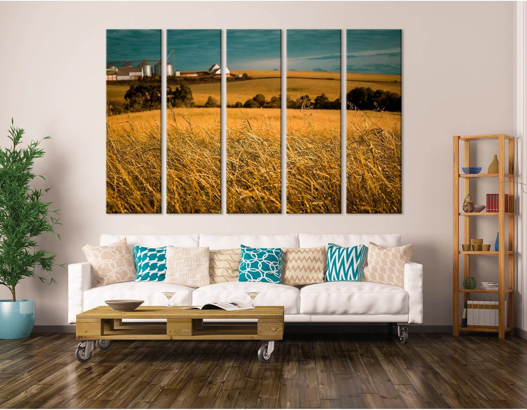 Wheat Field In Overcast Weather №04245 Ready to Hang Canvas Print - Zellart Canvas Prints ALL_Products