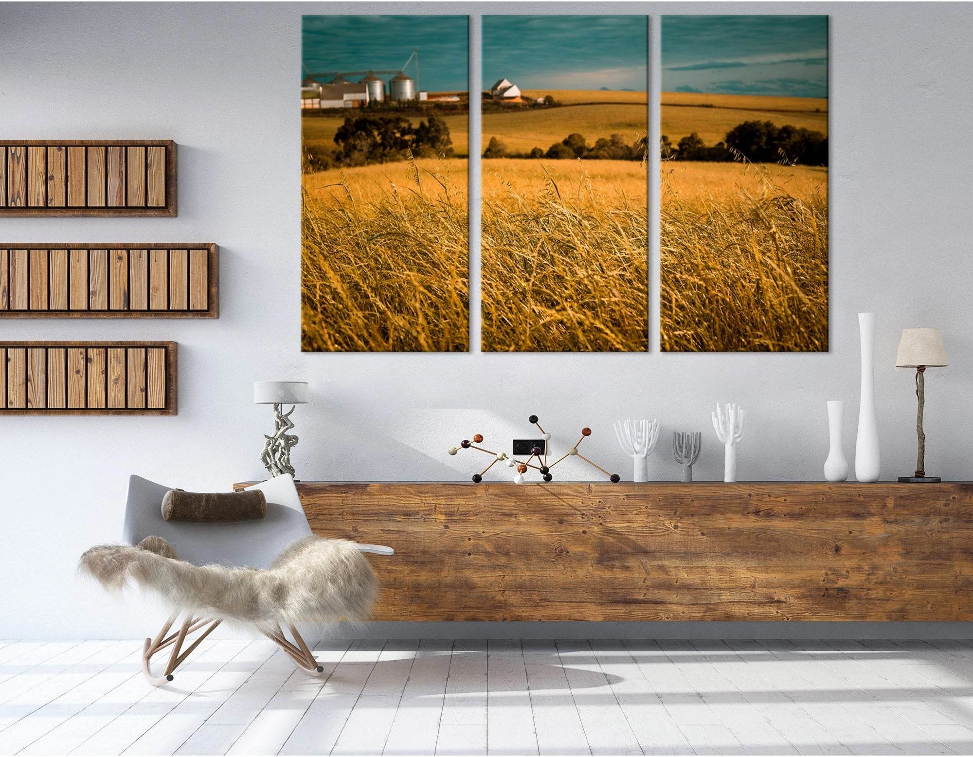 Wheat Field In Overcast Weather №04245 Ready to Hang Canvas Print - Zellart Canvas Prints ALL_Products