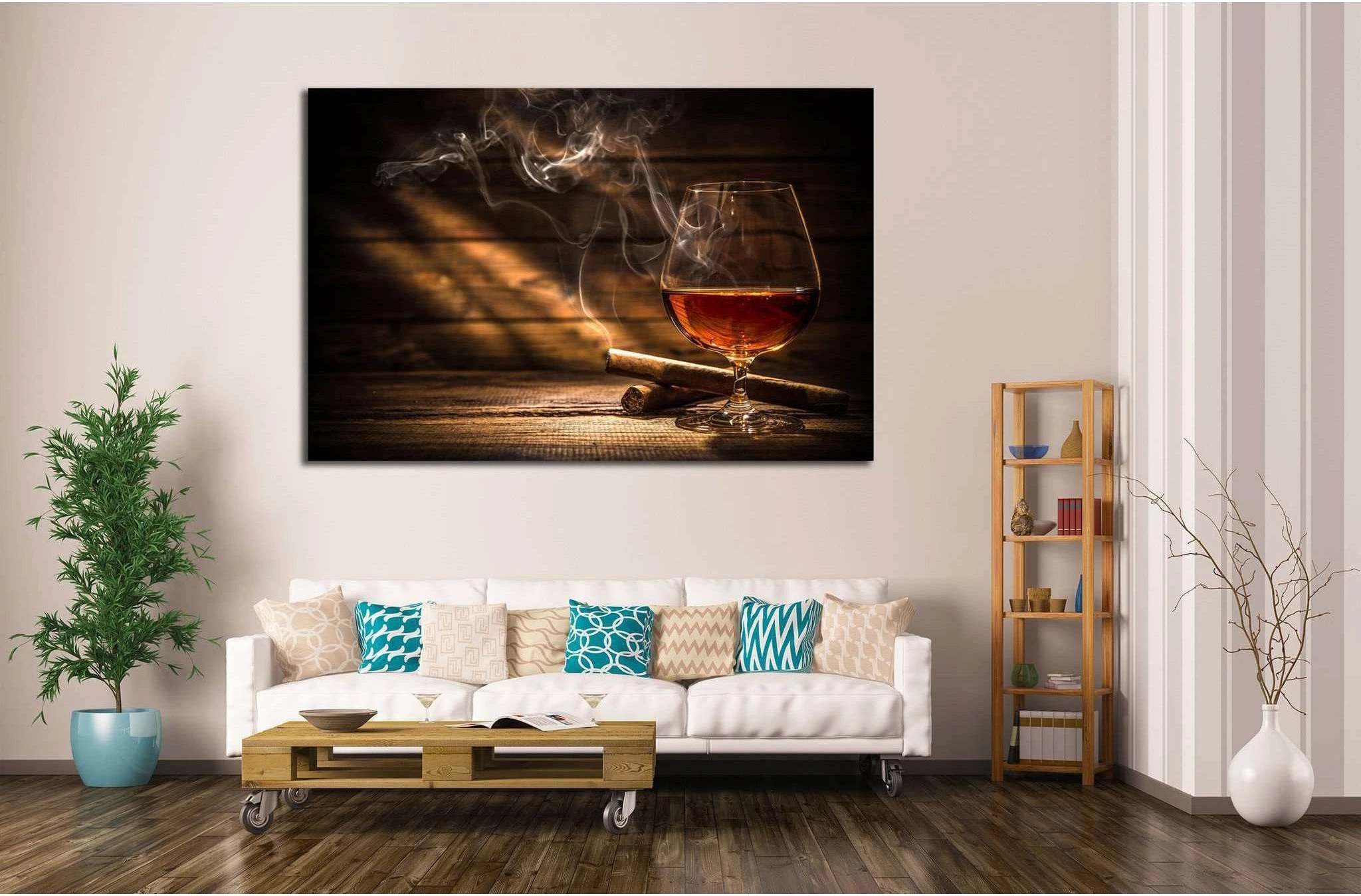 Whiskey and Cigar №533 Ready to Hang Canvas Print - Zellart Canvas Prints ALL_Products, s-533
