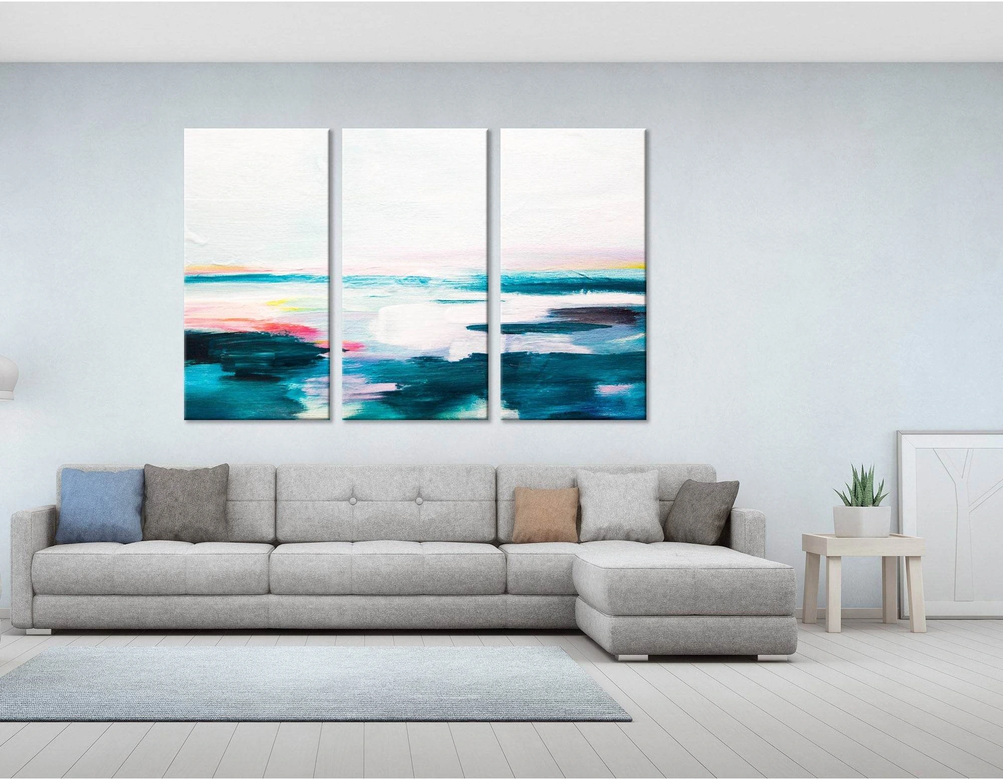 White And Blue Abstract №04270 Ready to Hang Canvas Print - Zellart Canvas Prints ALL_Products