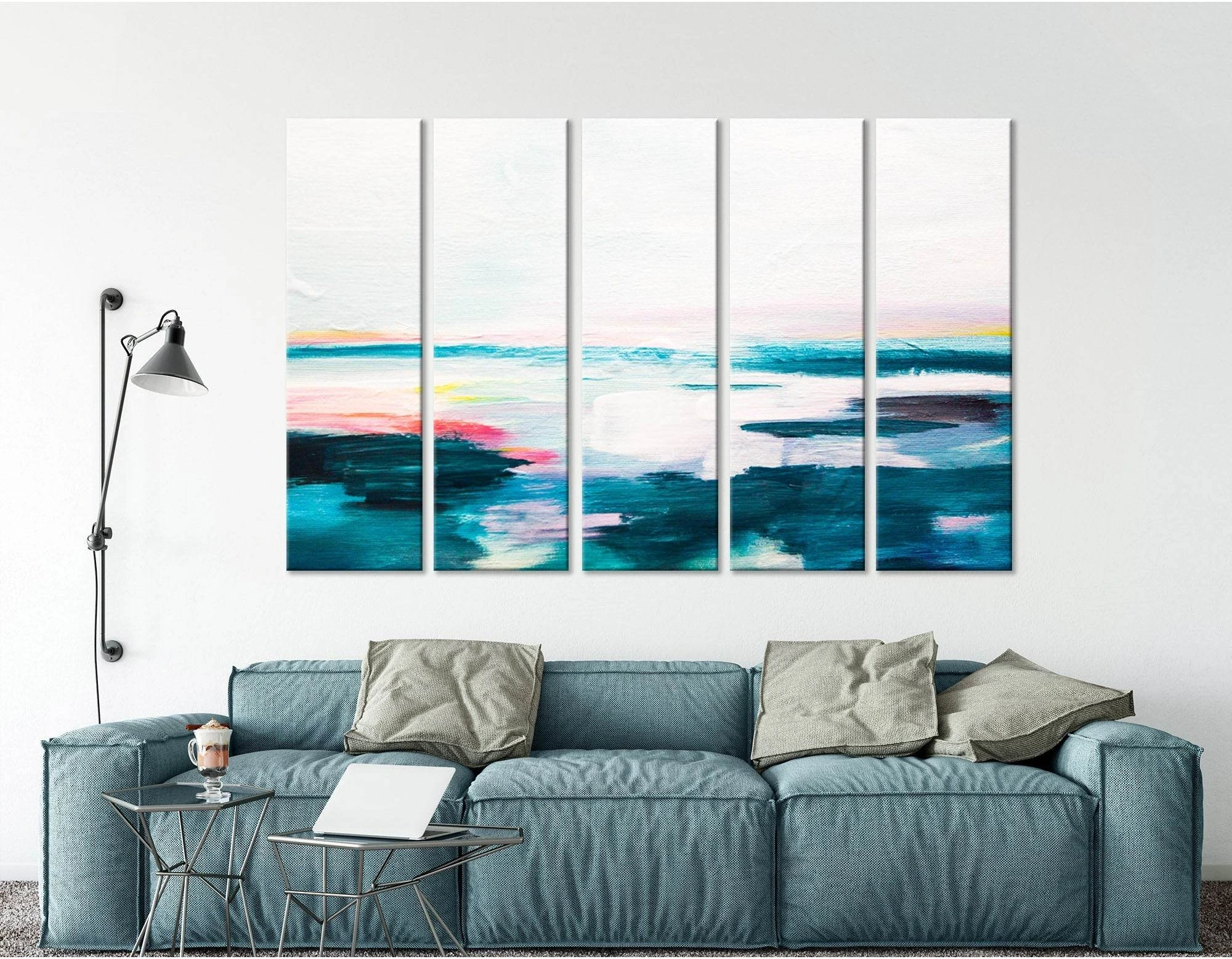 White And Blue Abstract №04270 Ready to Hang Canvas Print - Zellart Canvas Prints ALL_Products