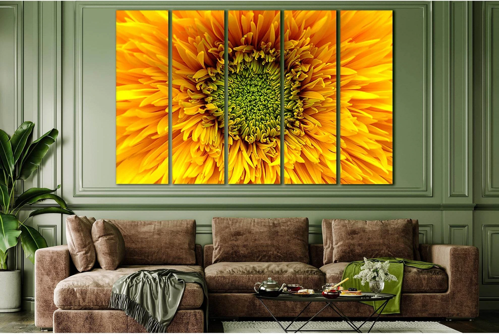 White And Green Flower №SL727 Ready to Hang Canvas Print - Zellart Canvas Prints 0new, ALL_Products, Floral & Botanical Wall Art