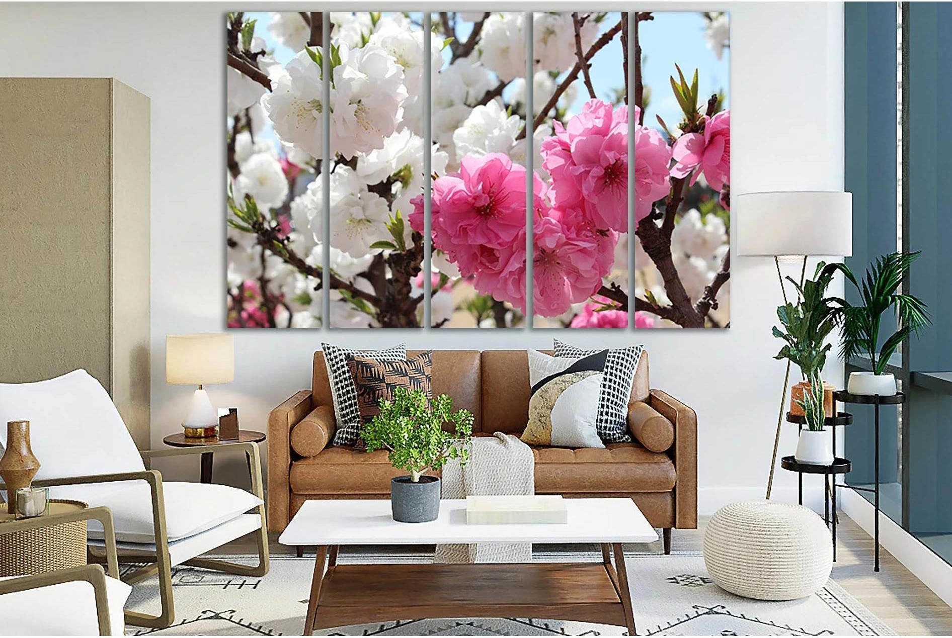 White And Pink Sakura №SL825 Ready to Hang Canvas Print - Zellart Canvas Prints 0new, ALL_Products, Trees Wall Art