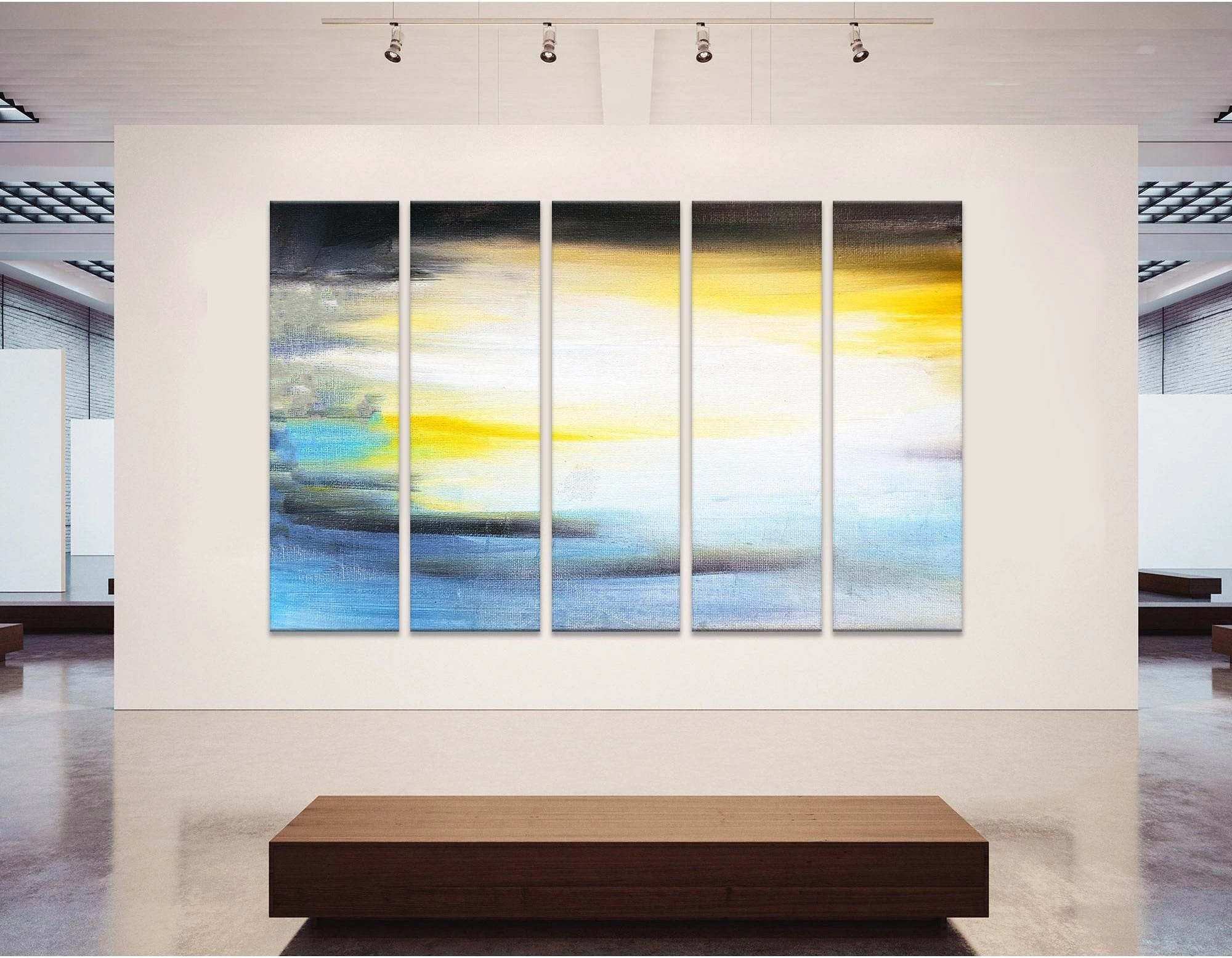 White, Black, Yellow, Blue Abstract №04263 Ready to Hang Canvas Print - Zellart Canvas Prints ALL_Products