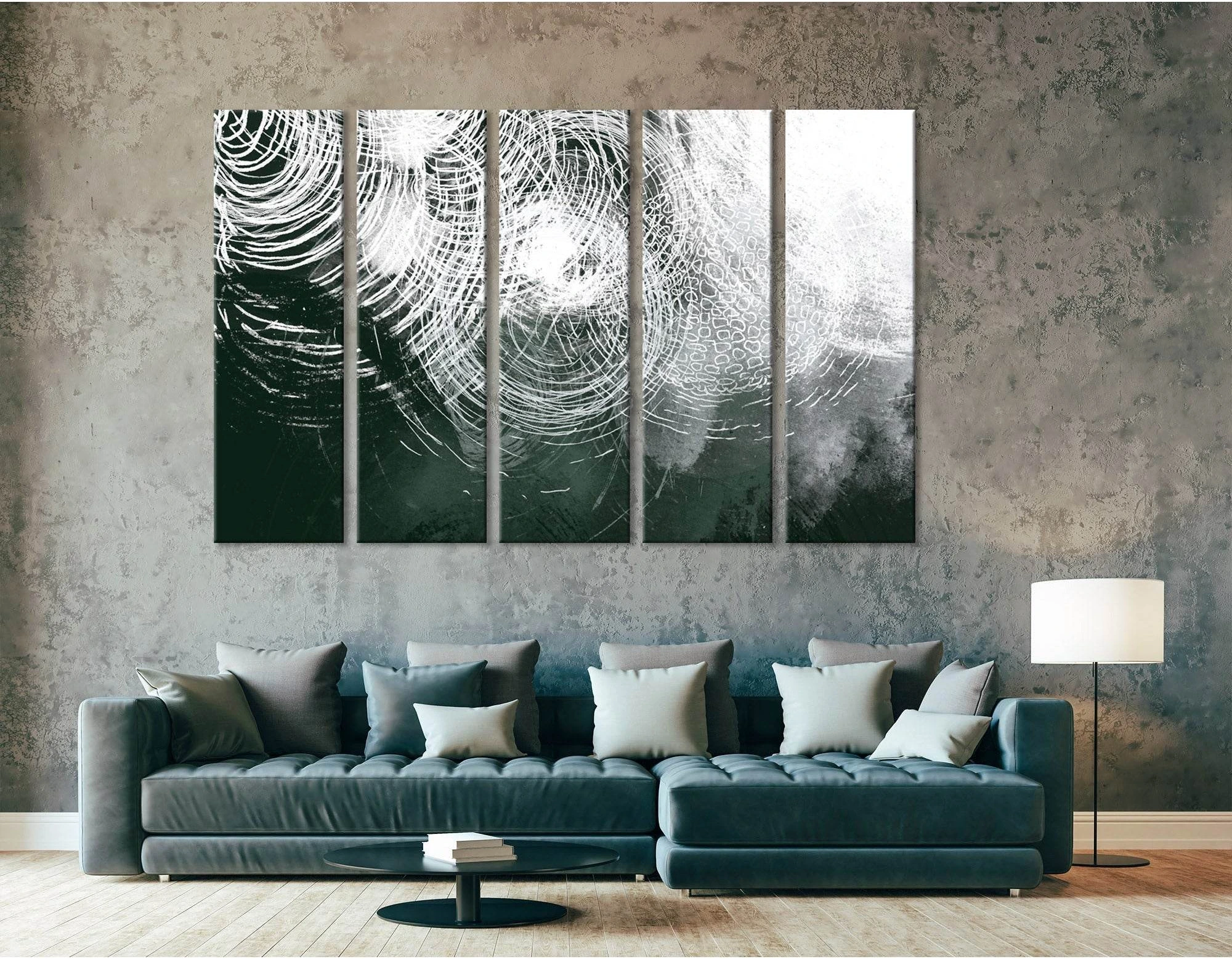 White Circle Abstract №04359 Ready to Hang Canvas Print - Zellart Canvas Prints ALL_Products