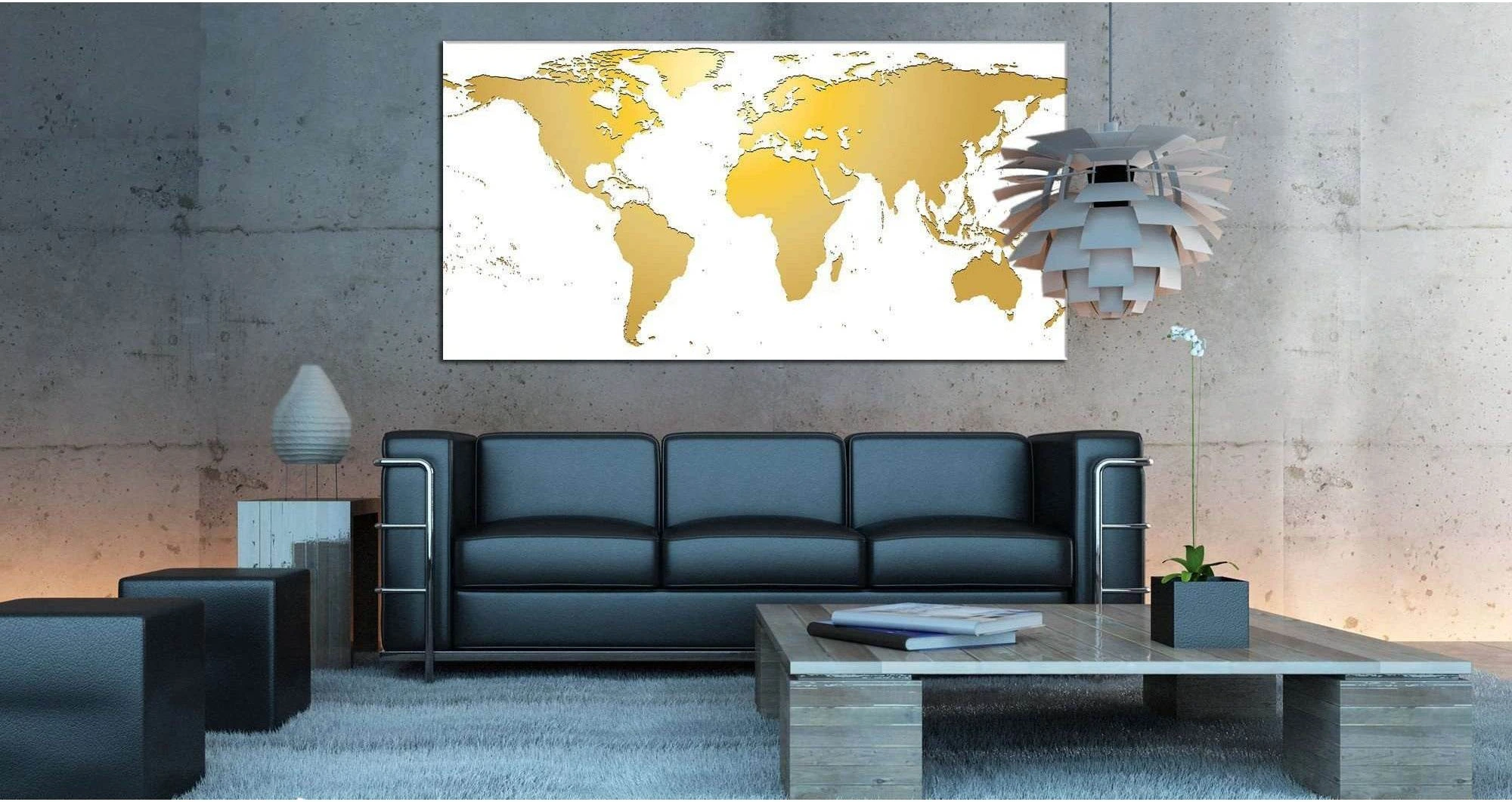 White / Gold World Map №862 Ready to Hang Canvas Print - Zellart Canvas Prints ALL_Products, autopostr_pinterest_65155, autopostr_pinterest_65157, autopostr_pinterest_65158, autopostr_pinterest_65160