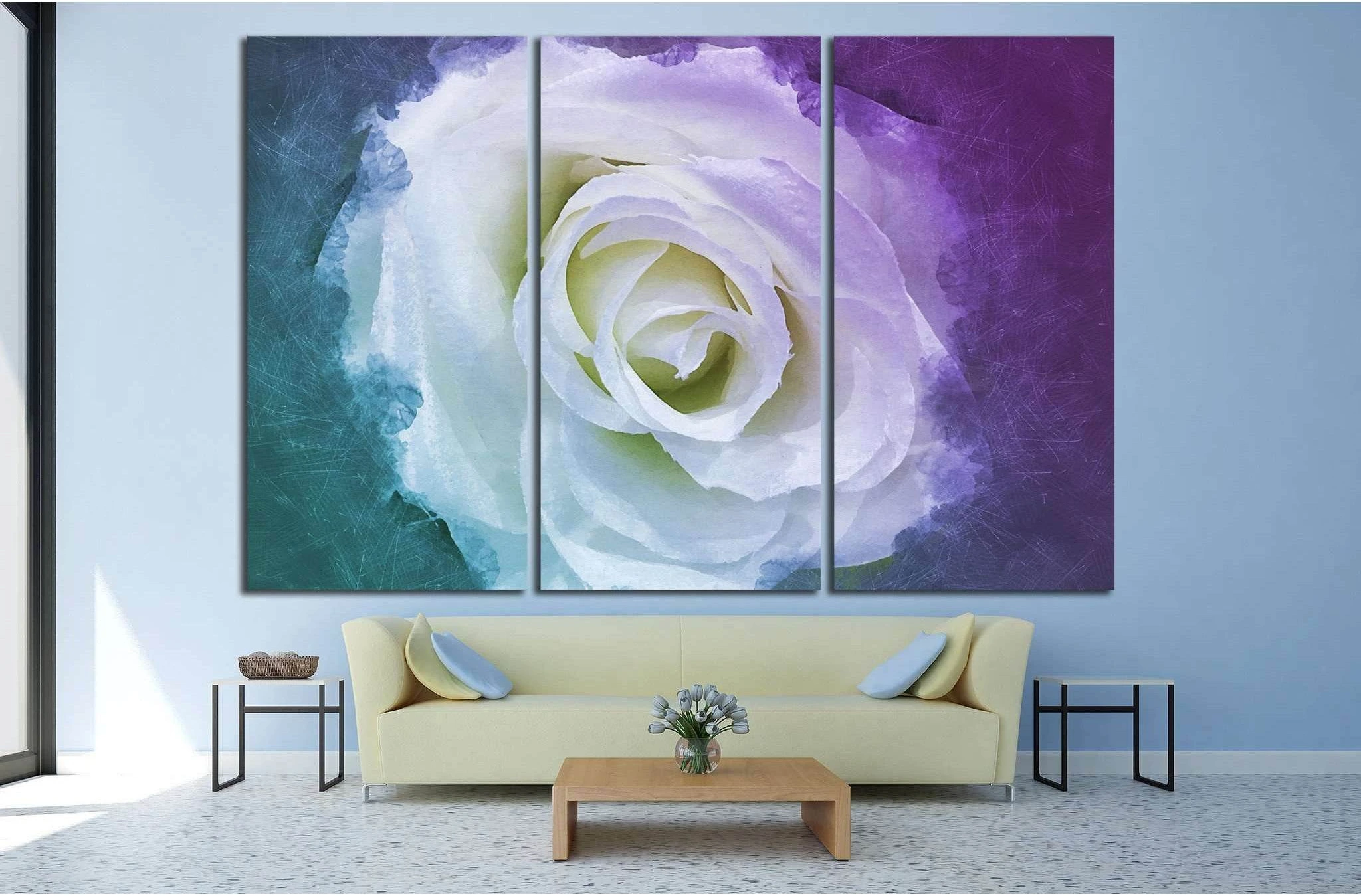 white rose flower №1082 Ready to Hang Canvas Print - Zellart Canvas Prints ALL_Products, s-1082
