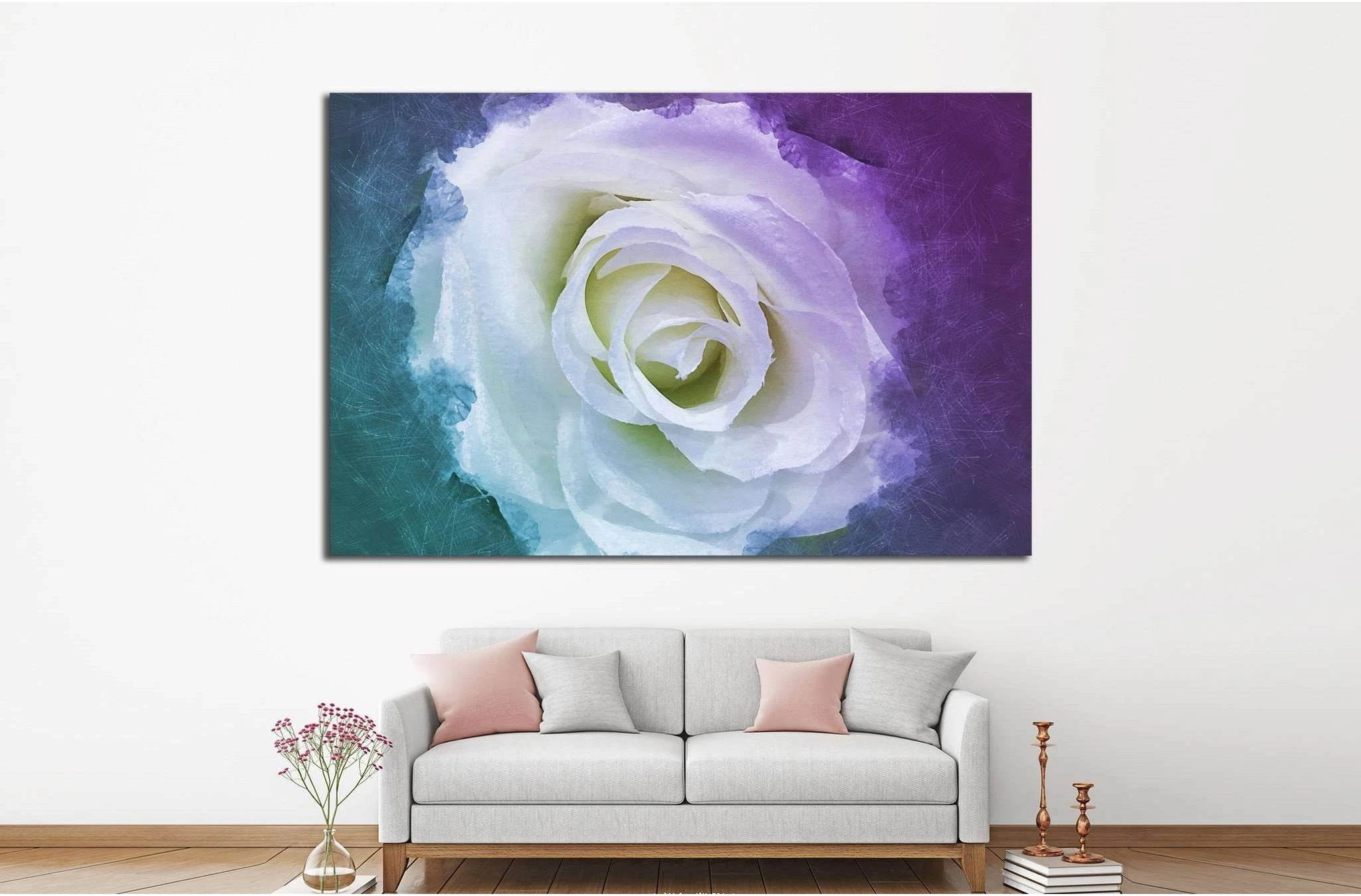 white rose flower №1082 Ready to Hang Canvas Print - Zellart Canvas Prints ALL_Products, s-1082