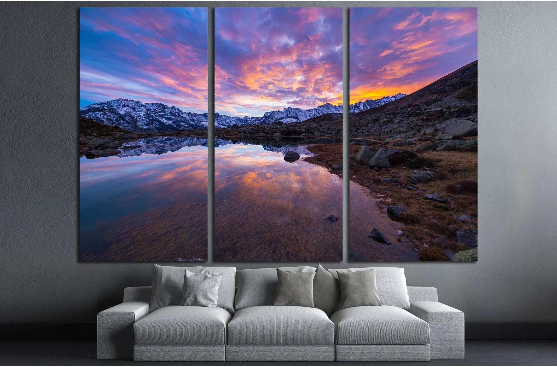 Wide angle shot taken on the Italian Alps №3086 Ready to Hang Canvas Print - Zellart Canvas Prints ALL_Products, s-3086
