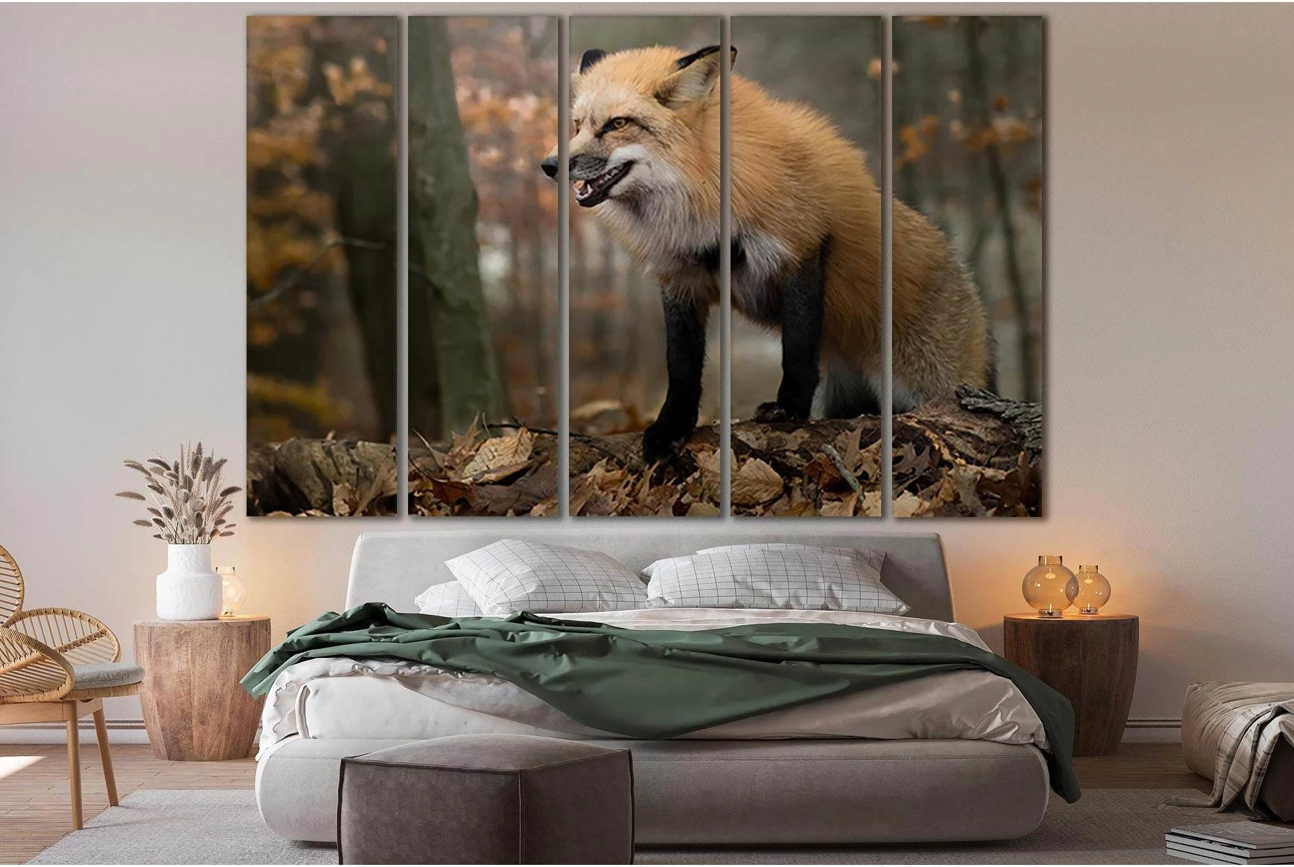 Wild Fox In The Autumn Forest №SL1007 Ready to Hang Canvas Print - Zellart Canvas Prints 0new, ALL_Products, Animals & Wildlife