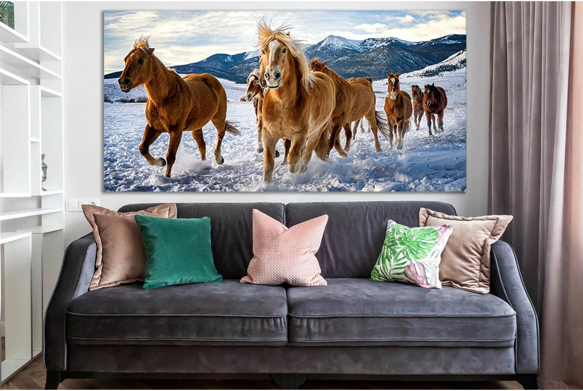 Wild Horses In Winter №SL1000 Ready to Hang Canvas Print - Zellart Canvas Prints 0new, ALL_Products, Animals & Wildlife, Horses