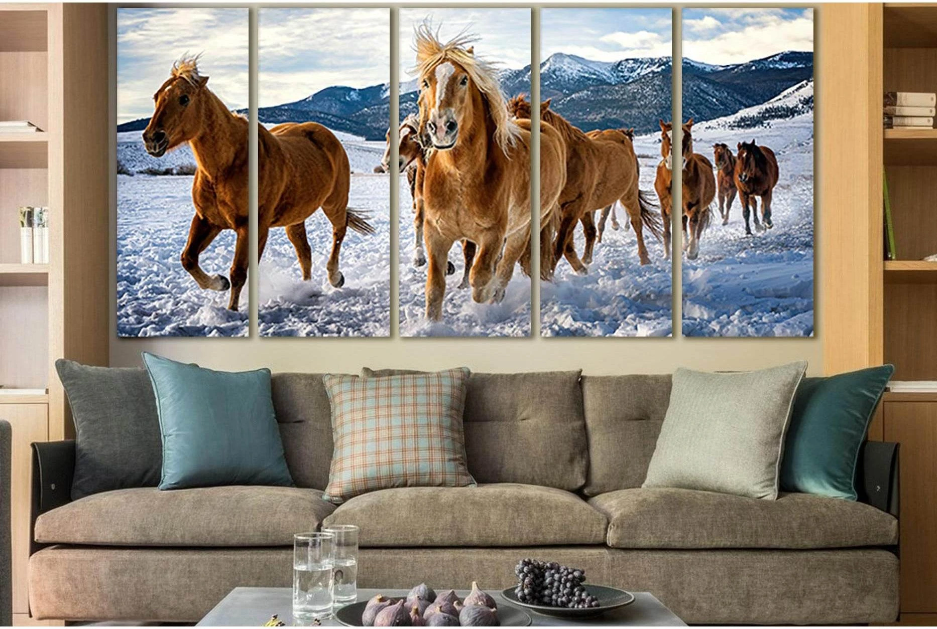 Wild Horses In Winter №SL1000 Ready to Hang Canvas Print - Zellart Canvas Prints 0new, ALL_Products, Animals & Wildlife, Horses
