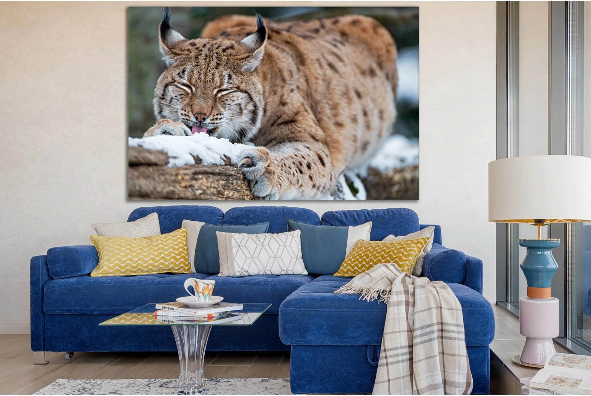 Wild Lynx On A Log №SL998 Ready to Hang Canvas Print - Zellart Canvas Prints 0new, ALL_Products, Animals & Wildlife