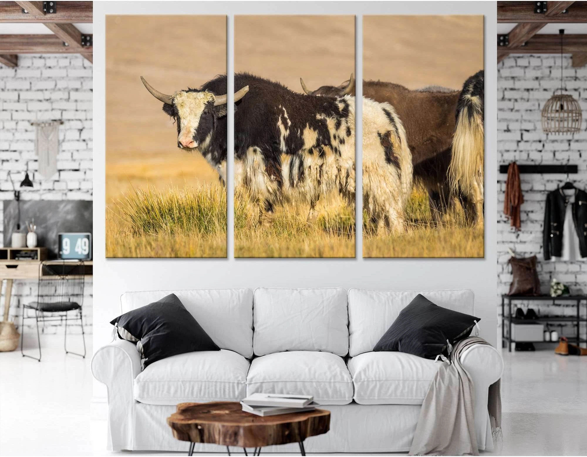 Wild Yak on pasture in the Pamir Mountains №04137 Ready to Hang Canvas Print - Zellart Canvas Prints ALL_Products