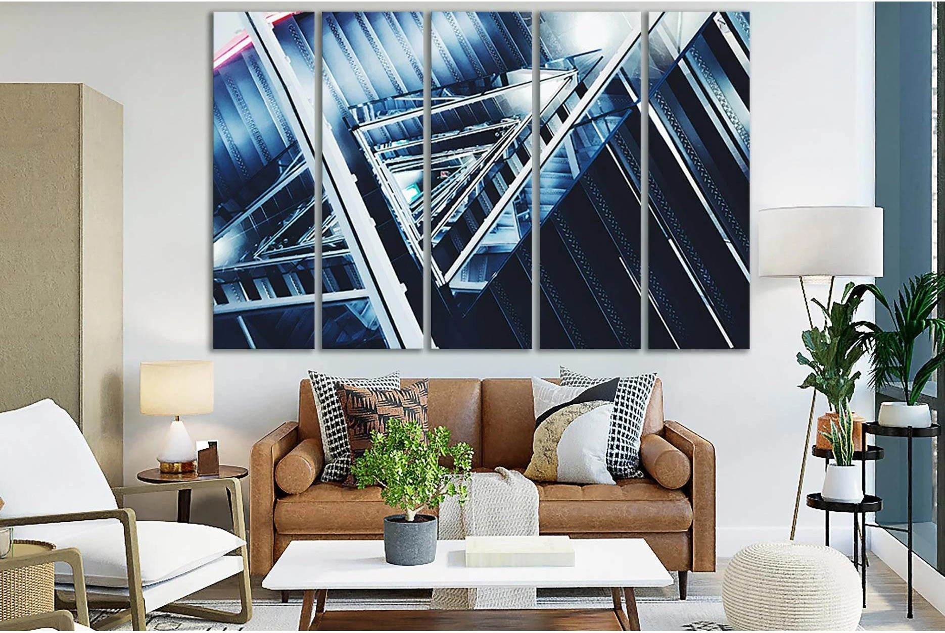 Winding Industrial Stairs №SL1386 Ready to Hang Canvas Print - Zellart Canvas Prints 0new, ALL_Products, Architecture