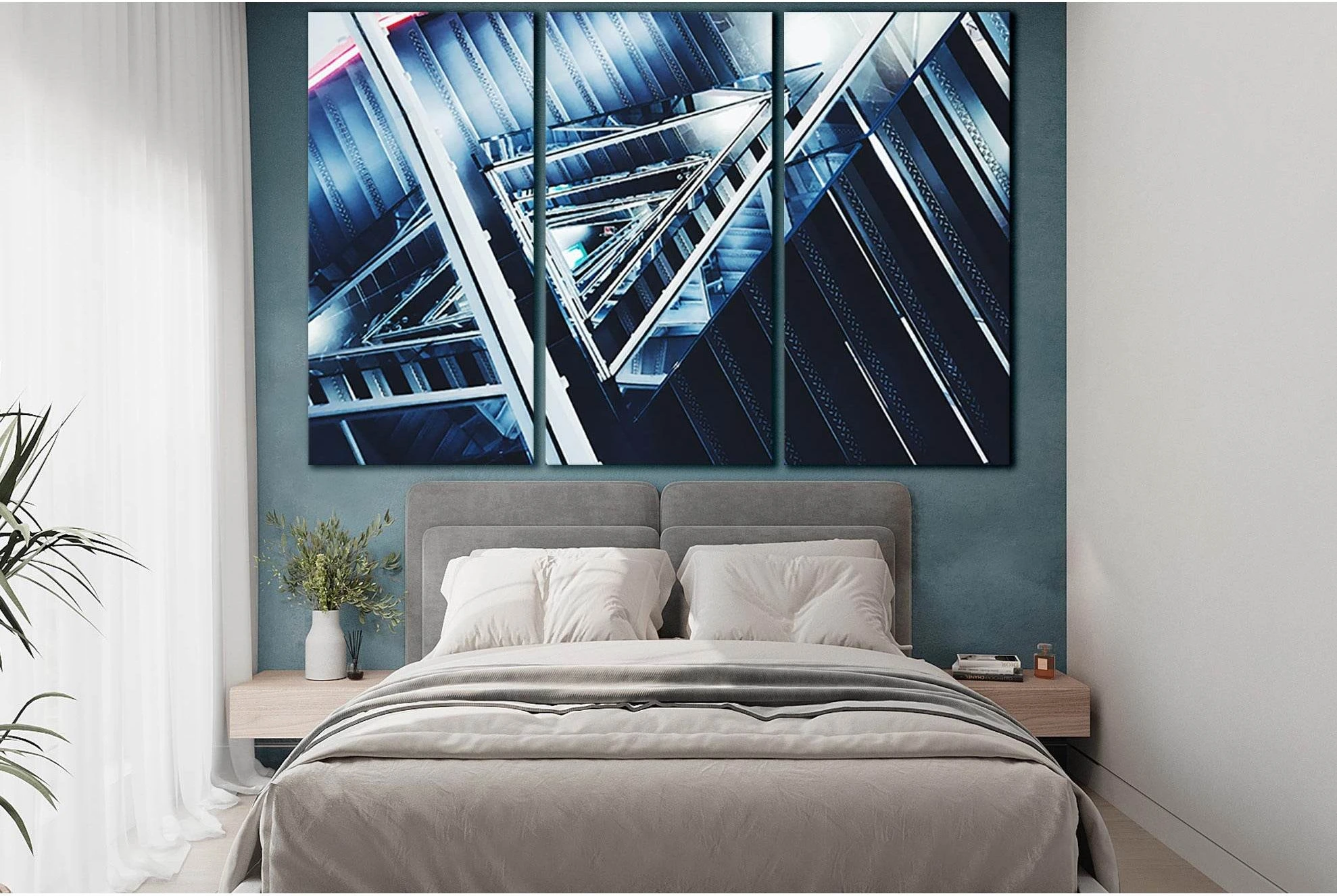 Winding Industrial Stairs №SL1386 Ready to Hang Canvas Print - Zellart Canvas Prints 0new, ALL_Products, Architecture