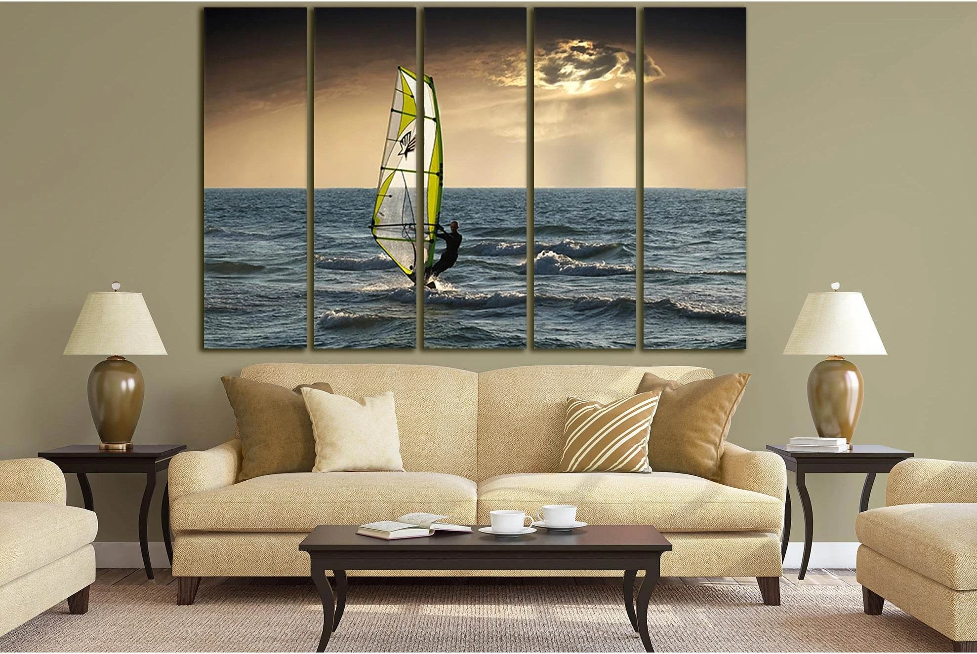 Windsurfing In The Ocean №SL914 Ready to Hang Canvas Print - Zellart Canvas Prints 0new, ALL_Products, Sports & Motivation
