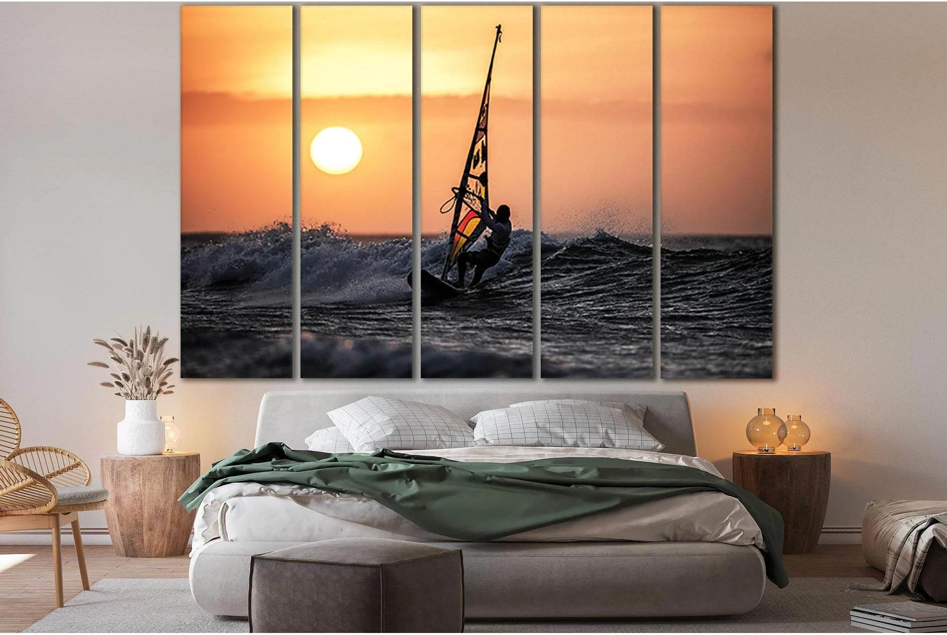 Windsurfing In The Sunset №SL933 Ready to Hang Canvas Print - Zellart Canvas Prints 0new, ALL_Products, Sports & Motivation