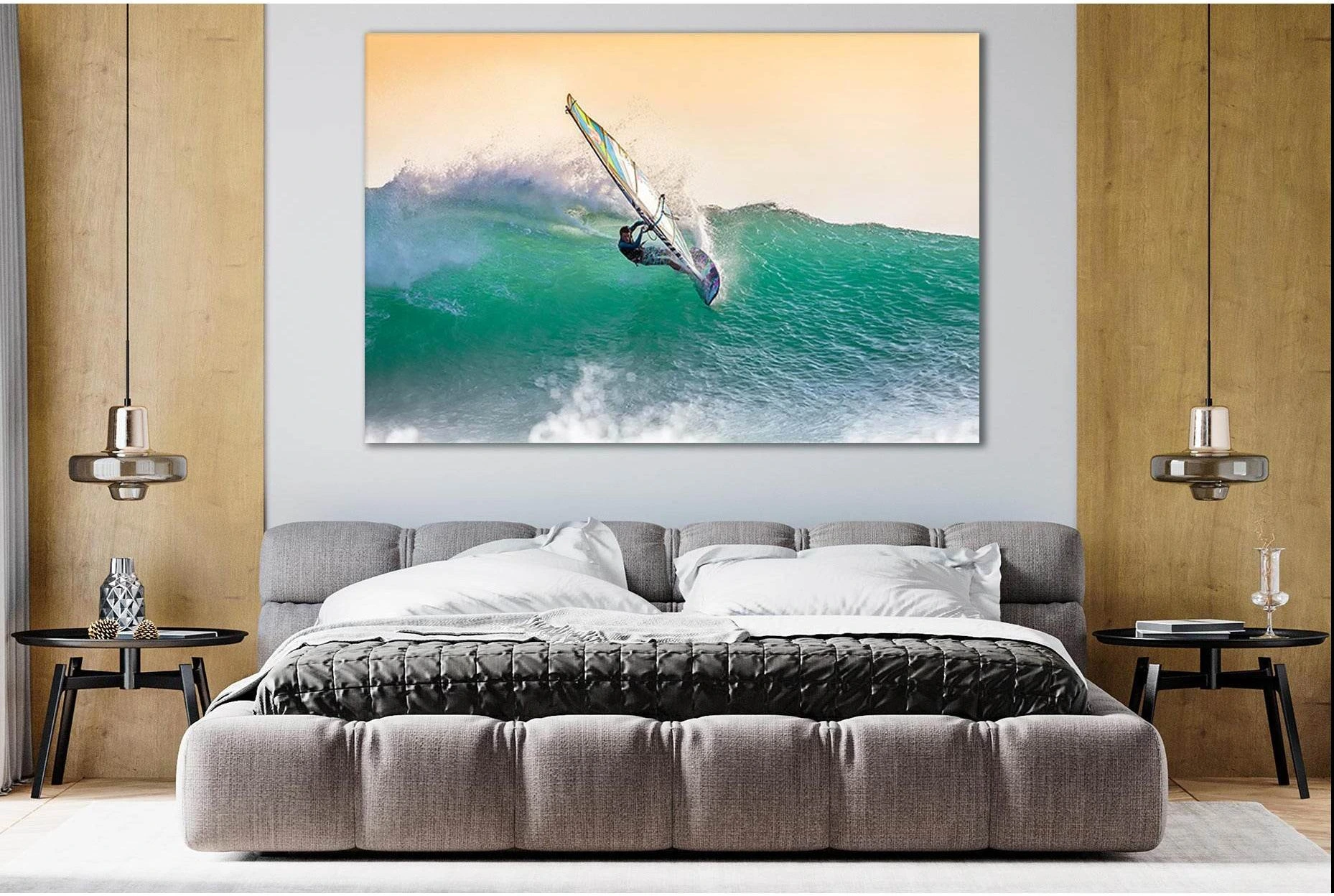 Windsurfing №SL199 Ready to Hang Canvas Print - Zellart Canvas Prints 0new, ALL_Products, Beach Ocean & Waves