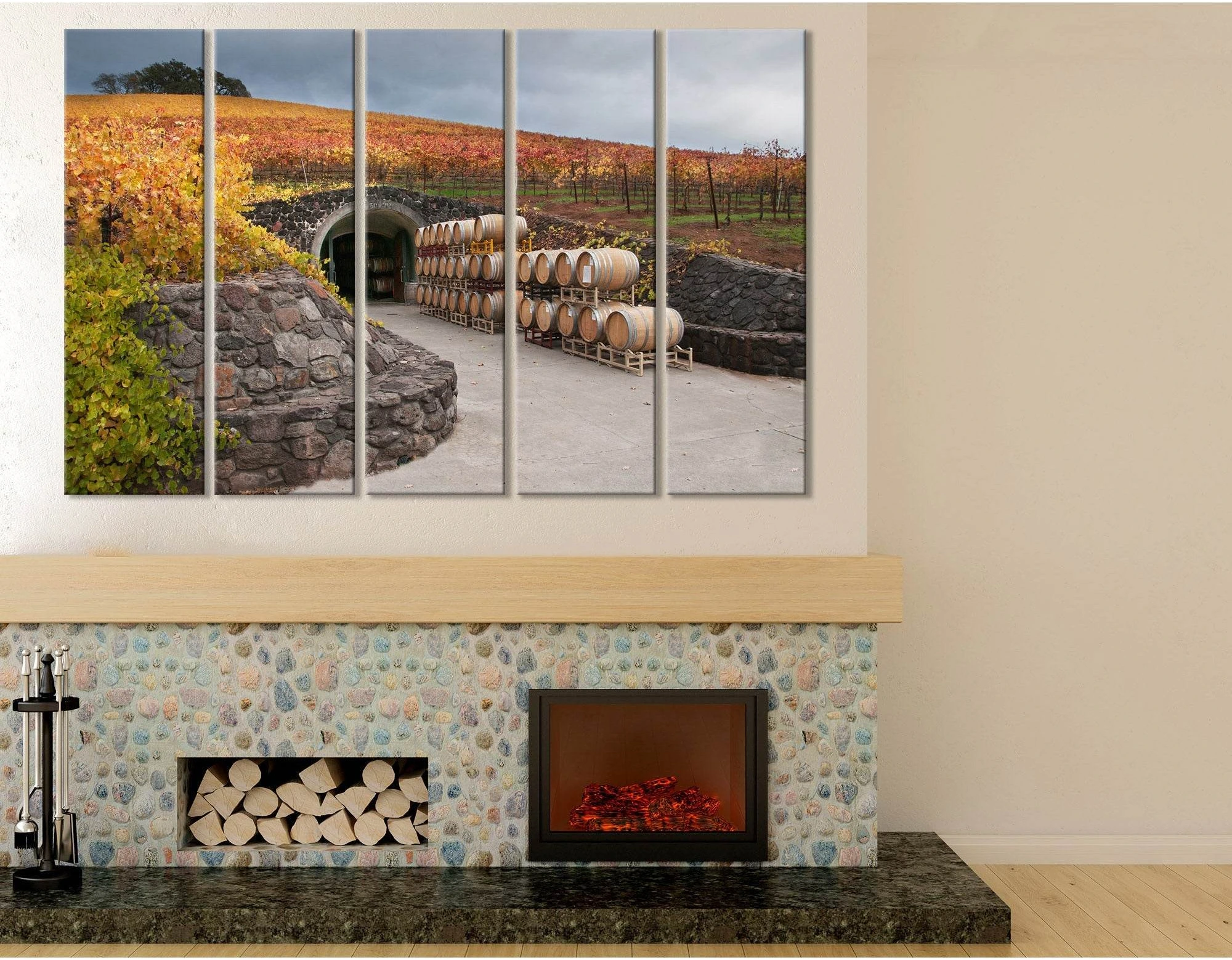Wine Barrels And The Cave №04210 Ready to Hang Canvas Print - Zellart Canvas Prints ALL_Products
