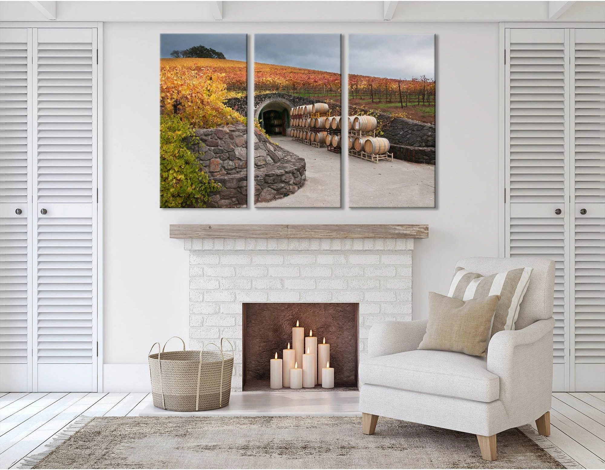 Wine Barrels And The Cave №04210 Ready to Hang Canvas Print - Zellart Canvas Prints ALL_Products